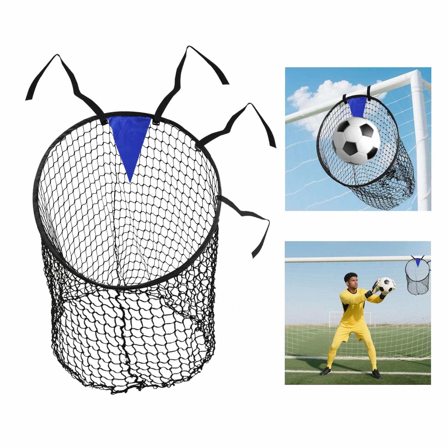 Zequech 2-Piece Soccer Goal Training Net with Black Target Point, Adjustable Rope Strap for Corner Kicks, Free Kicks & Wide Shots
