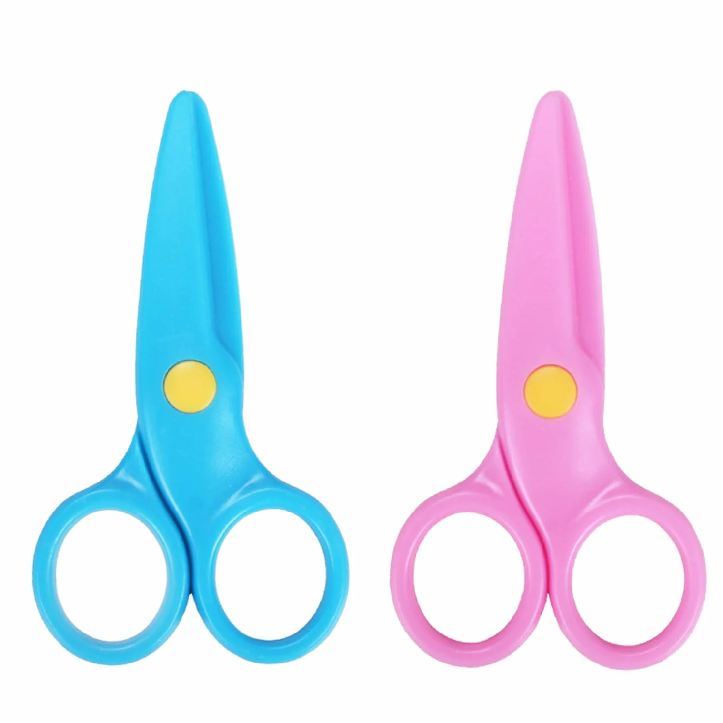 Tijeras de Seguridad de Cabeza Redonda para Niños - 2 Unidades para Corte de Papel, Pintura y Manualidades con Apertura y Cierre Ajustables
