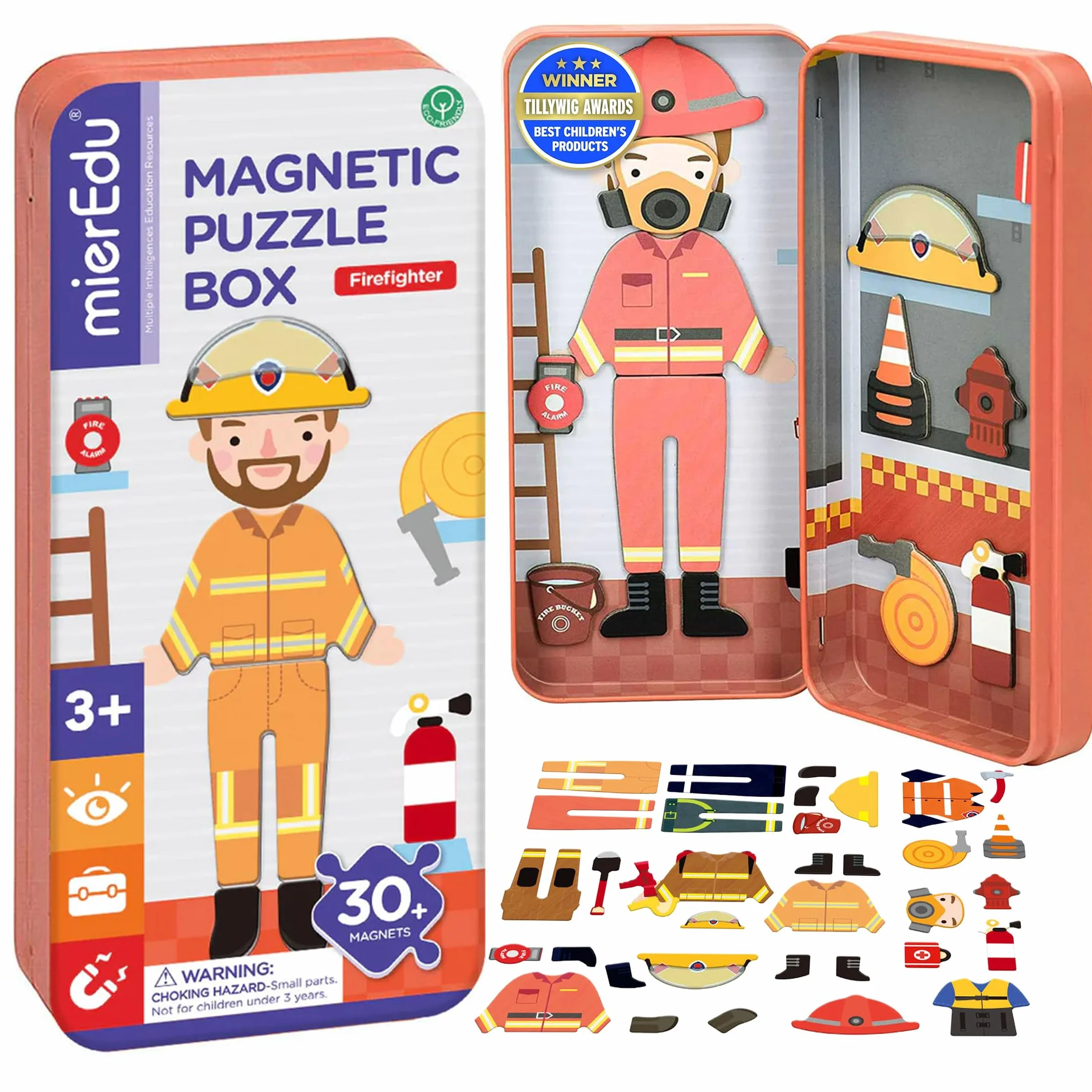 mierEdu – Juego magnético Box Dress Up – Bombero para vestir I Promueve habilidades motoras + fantasía. Juguetes a partir de 3 años