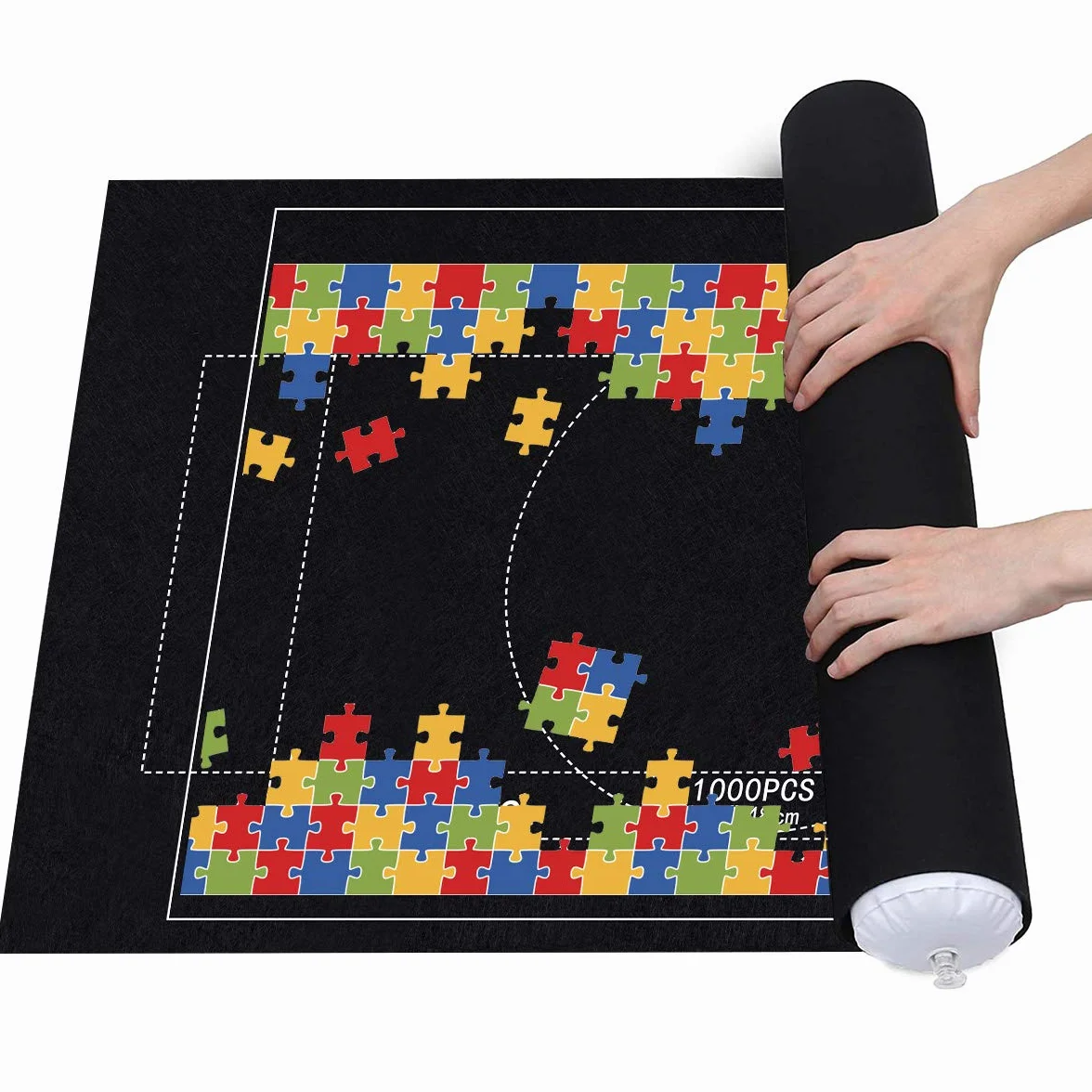 Queta Alfombra de puzzle para puzzle Puzzles Rollup, alfombrilla de puzzle Jigsaw Puzzle Roll Mat Alfombra de almacenamiento enrollable para puzzles con cordón Bolsa de almacenamiento, para hasta 1500