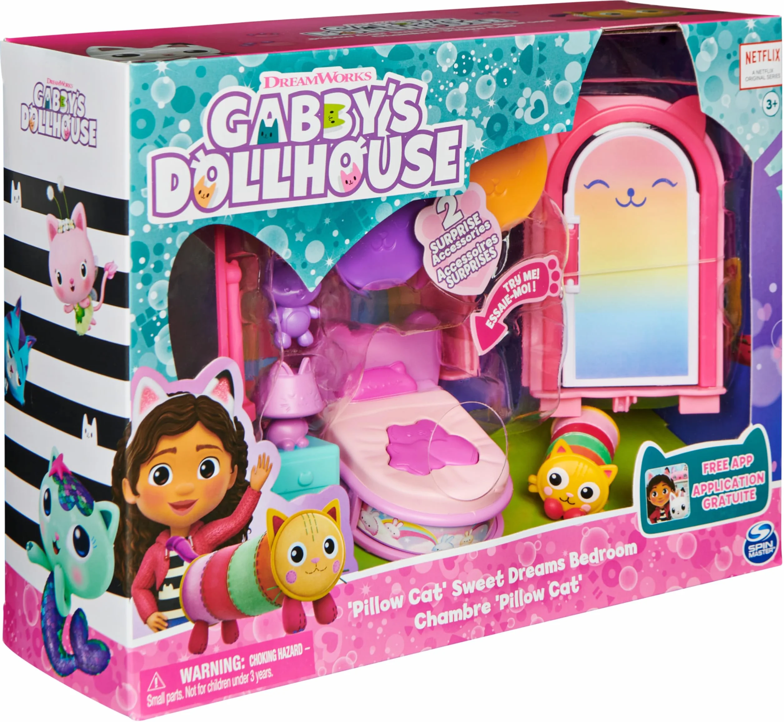 La Casa De Muñecas De Gabby - Dormitorio De Sueñigata Con 1 Figura Sueñigata, 3 Accesorios, 2 Caja Sorpresa Y 3 Muebles | Juguetes Niñas 3 Años O Más | Regalo Niña 3 Años O Más De Gaby Gato