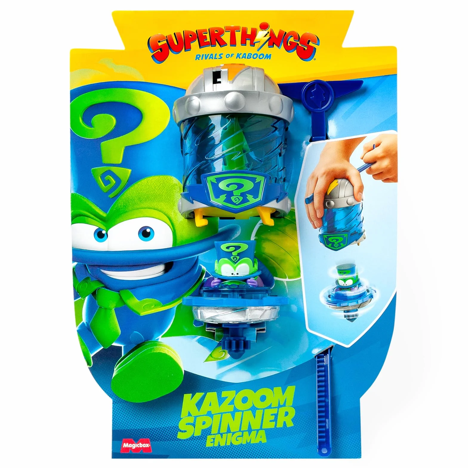 SUPERTHINGS KAZOOM Power – Kazoom Spinner – Enigma. Incluye 1 Cápsula Kazoom, 1 peonza Kazoom y 1 Tira.