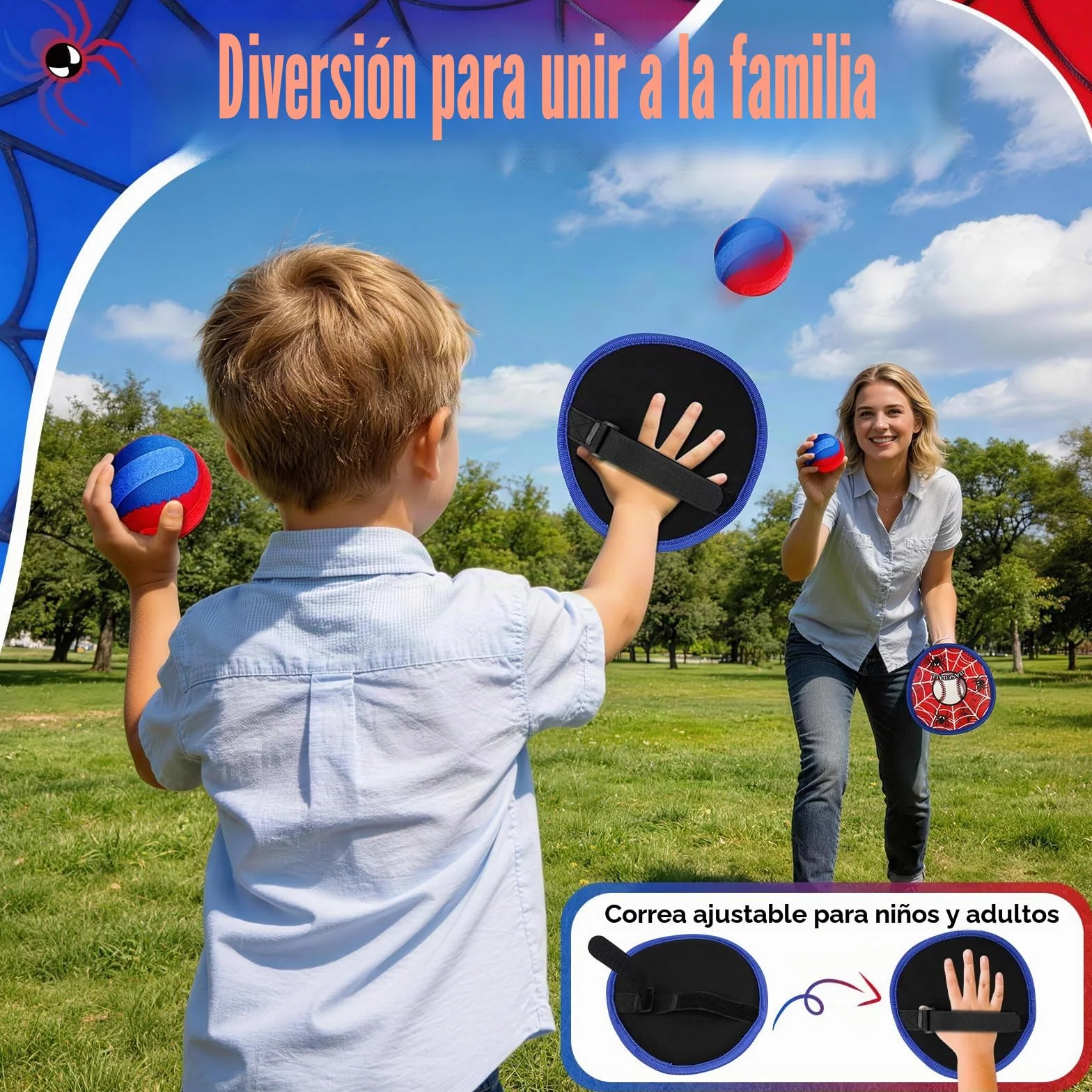 HaoVrisn Juguetes niños de Lanzar y Atrapar, Juegos Exterior Niños con Pelotas Autoadhesivas, Ideal Juegos para Piscina y Juguete de Playa, Perfecto Regalo Niño 3-12 Años