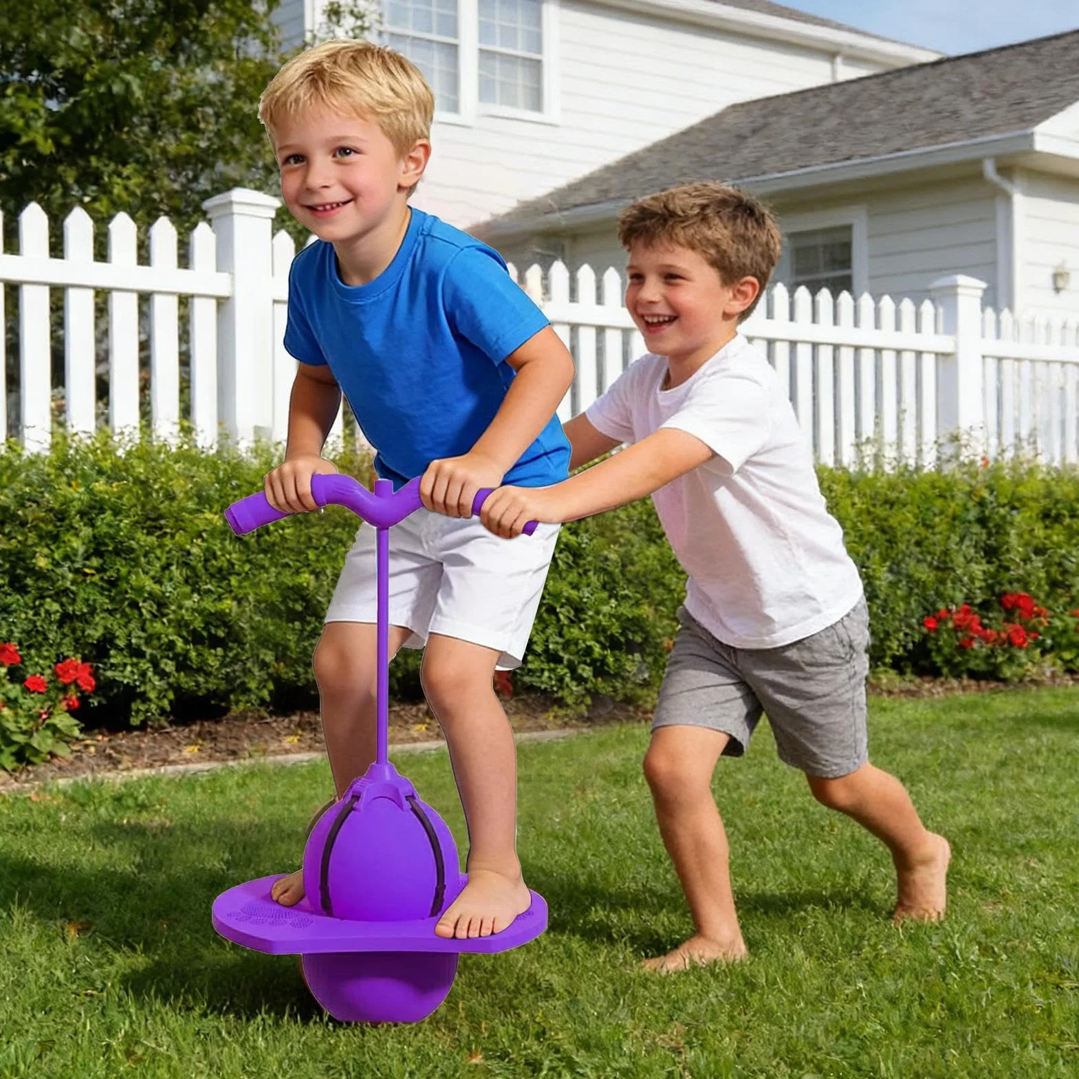 Balón hinchable con mango, pelota de salto de equilibrio, pelota de salto con bomba para niños y adultos, juguete divertido para equilibrio, entrenamiento de salto al aire libre y en