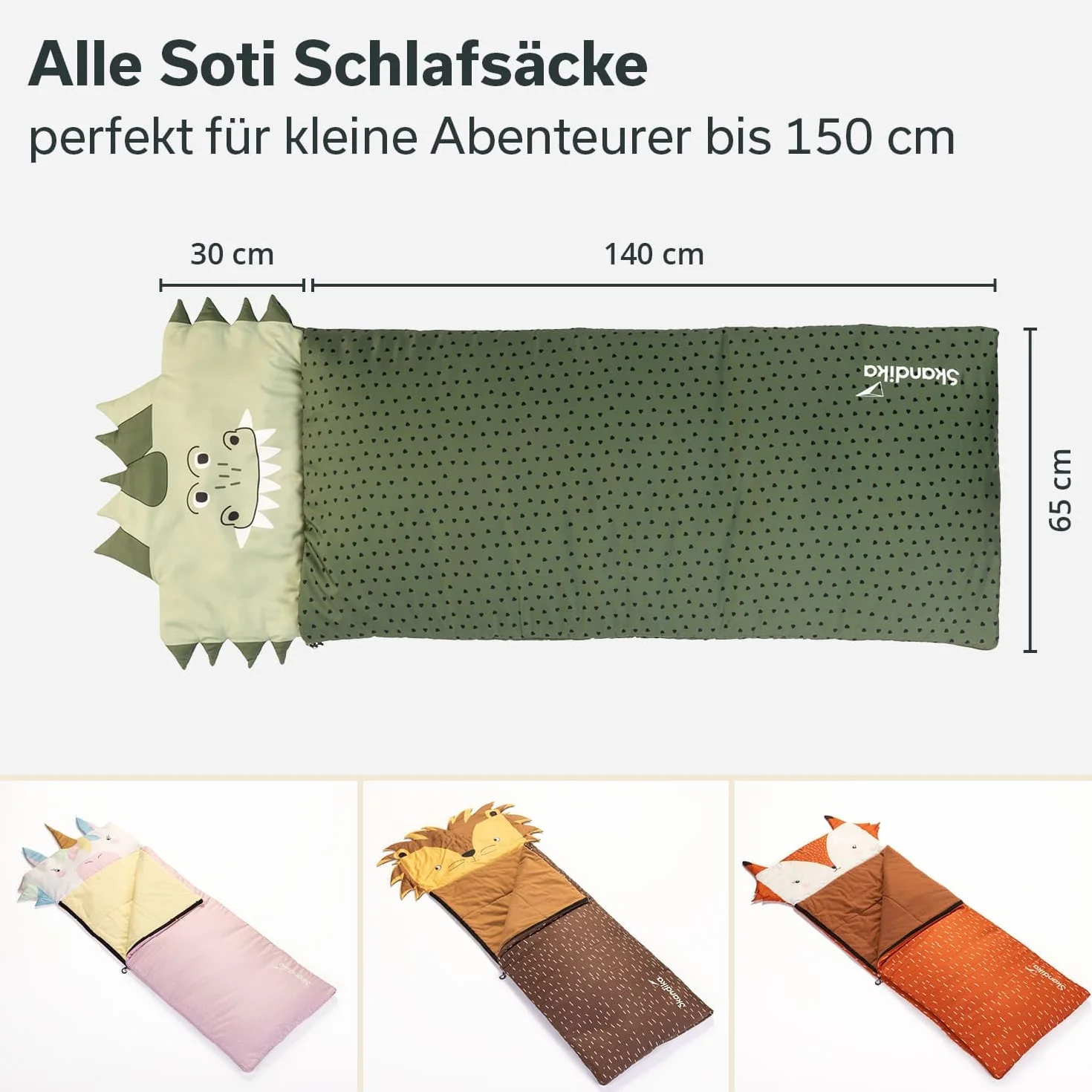 Skandika Saco de Dormir Infantil Soti | hasta 150 cm, de algodón, Lavable a máquina, Saco de Dormir para niños
