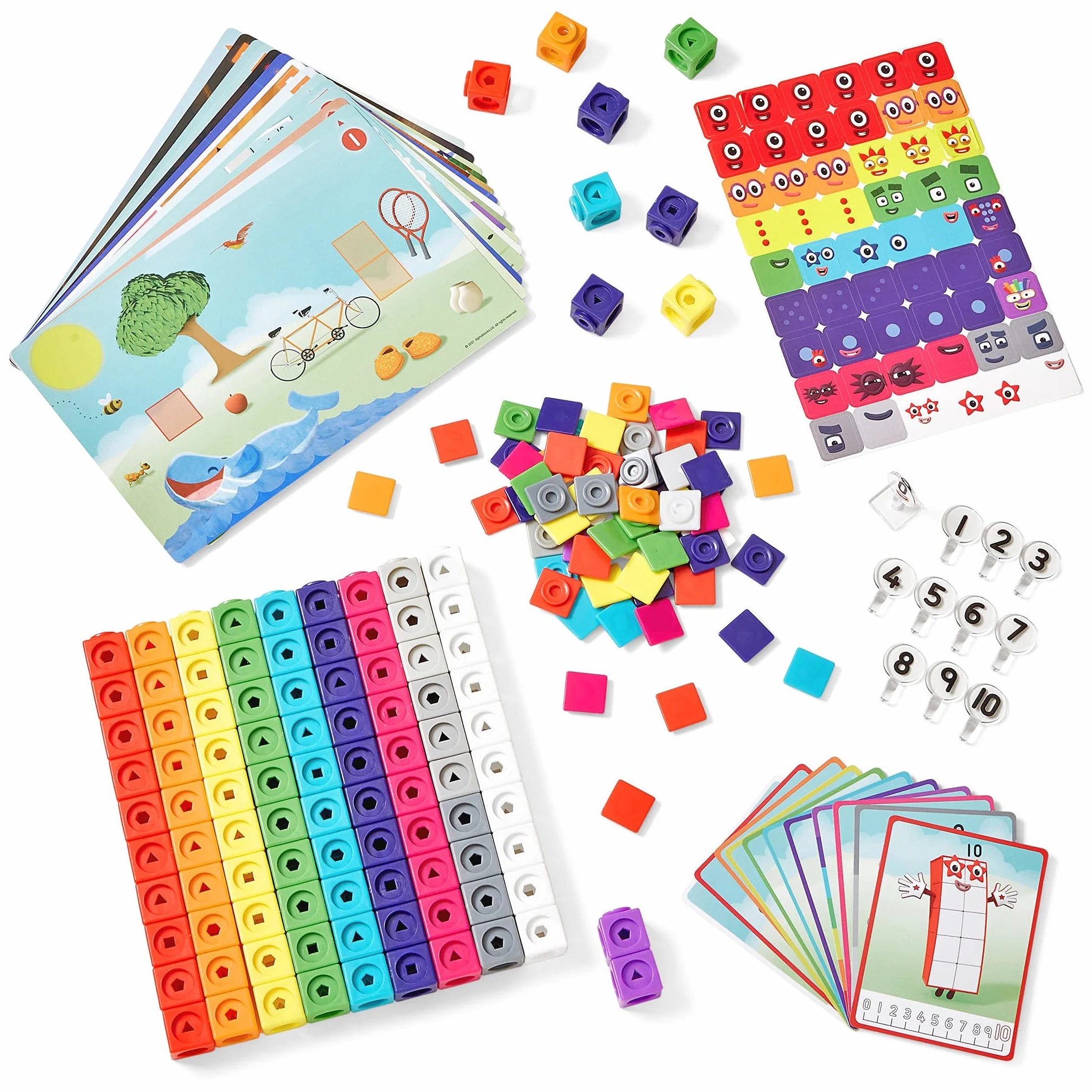 Learning Resources MathLink Cubes Numberblocks 1–10, Juego Educativo para Contar y sumar, Cubos conectables con Tarjetas de Actividades, 251 Piezas, Edades 3+
