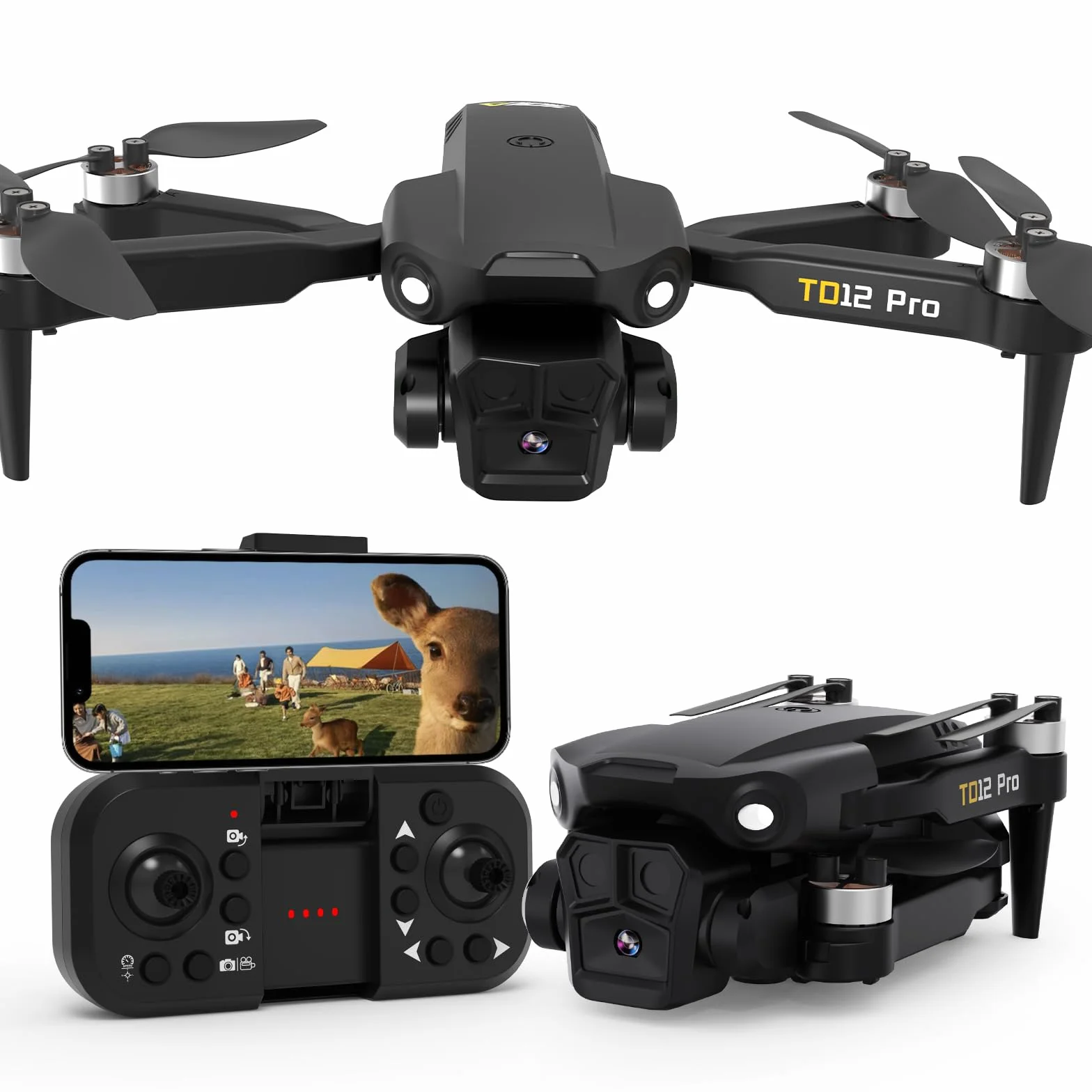 Toladrone TD12PRO Mini Dron con Cámara 1080P, Dron Plegable para Adultos, Cuadricóptero RC