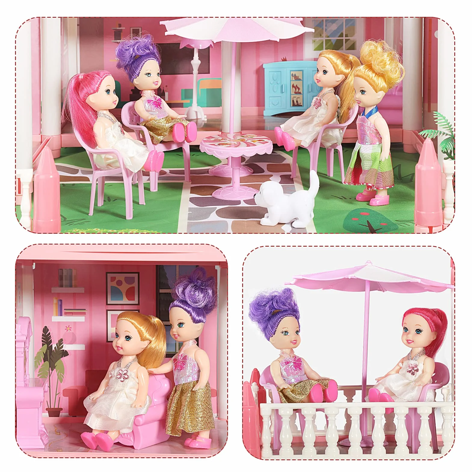 Casa de Muñecas para Niñas,Juguetes Niña 4 Años,Casa de Princesa de Ensueño con Muñeca y Luces,Regalo De Juguete para niños