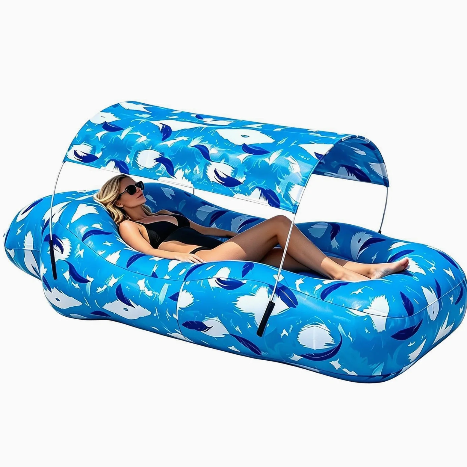 Sofá cama inflable para playa, toldo para, silla flotante portátil | Vacaciones viaje camping frente al mar senderismo picnic jardín salón acuático al aire libre