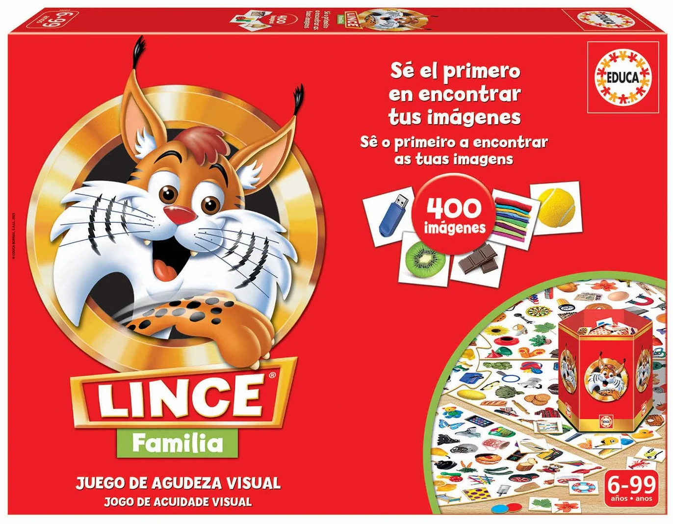 Educa - Lince Familia | Juego de Observación y Memoria con 400 Imágenes | para Toda la Familia | Juego Educativo de Agilidad Visual y Concentración | Niños 6 Años en Adelante