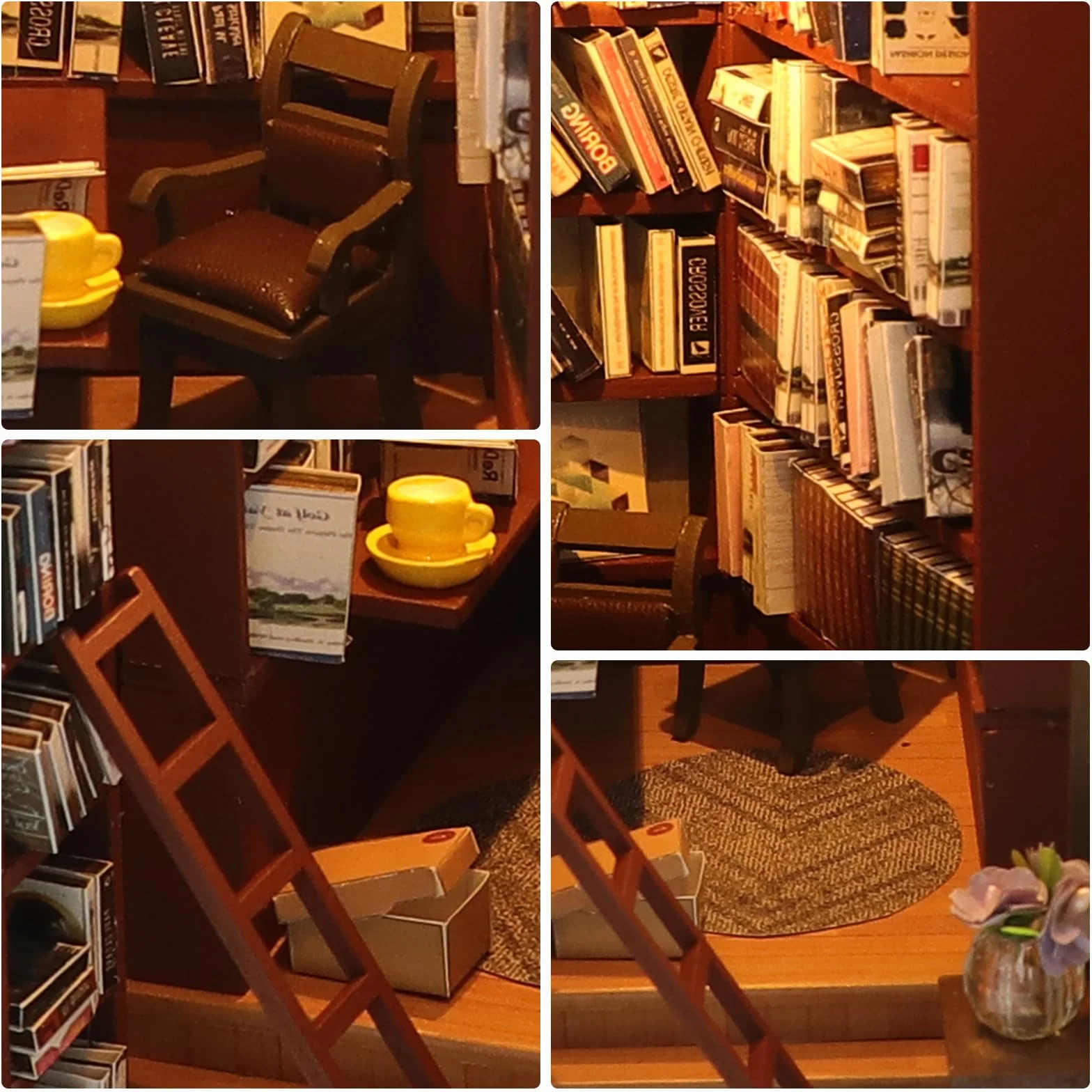 Cuteefun DIY Book Nook Kit, DIY Mini Casa de Muñecas, Libro de Madera Nook Traje de Casa de Muñecas para Adultos Hacer Cumpleaños (Biblioteca)