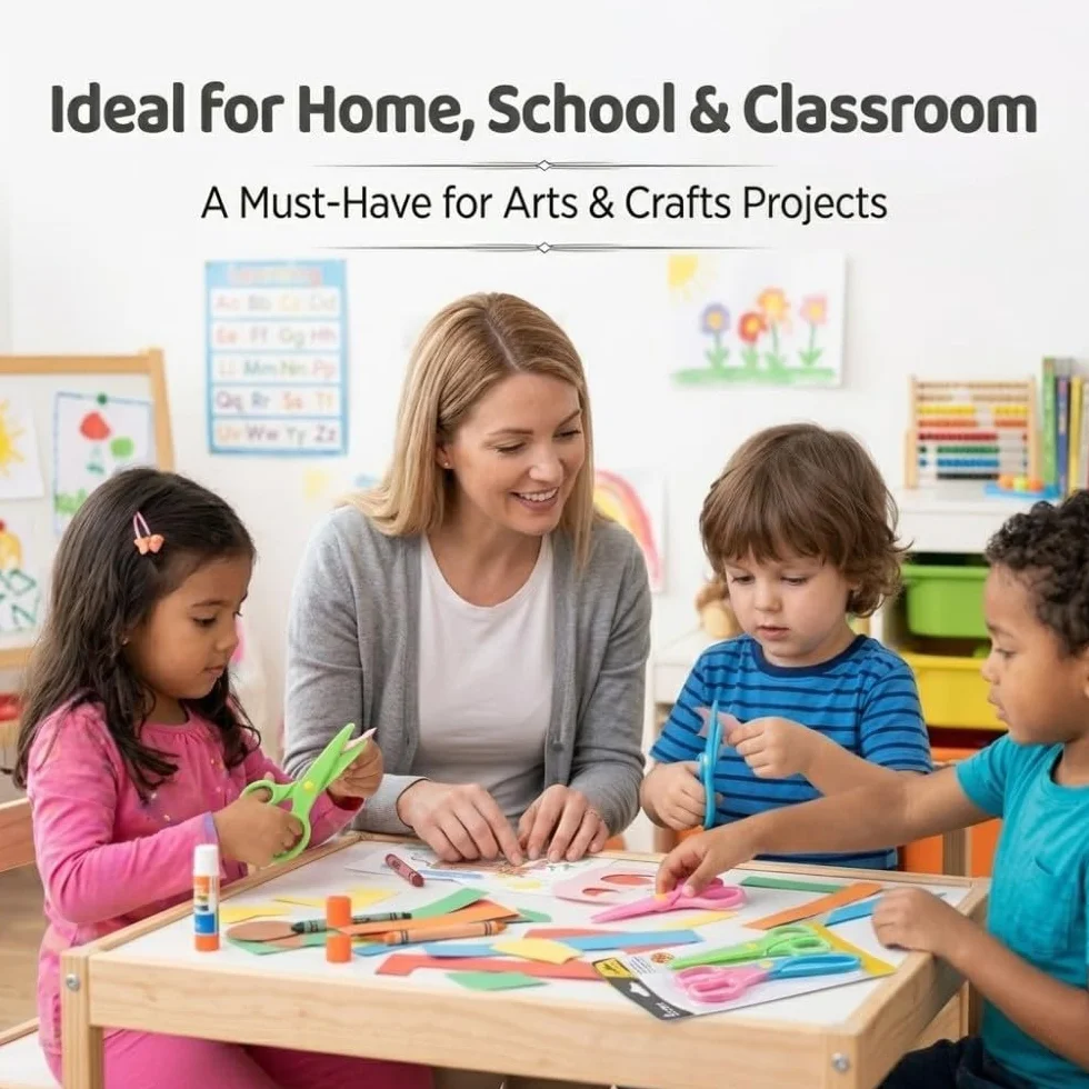 3 Piezas Tijeras de Aprendizaje para Niños, 10,7 cm Herramienta Creativa de Plástico con Resorte, Diseño de Doble Color, Para Manualidades en Casa y Aula de Preescolar, Puntas Redondeadas