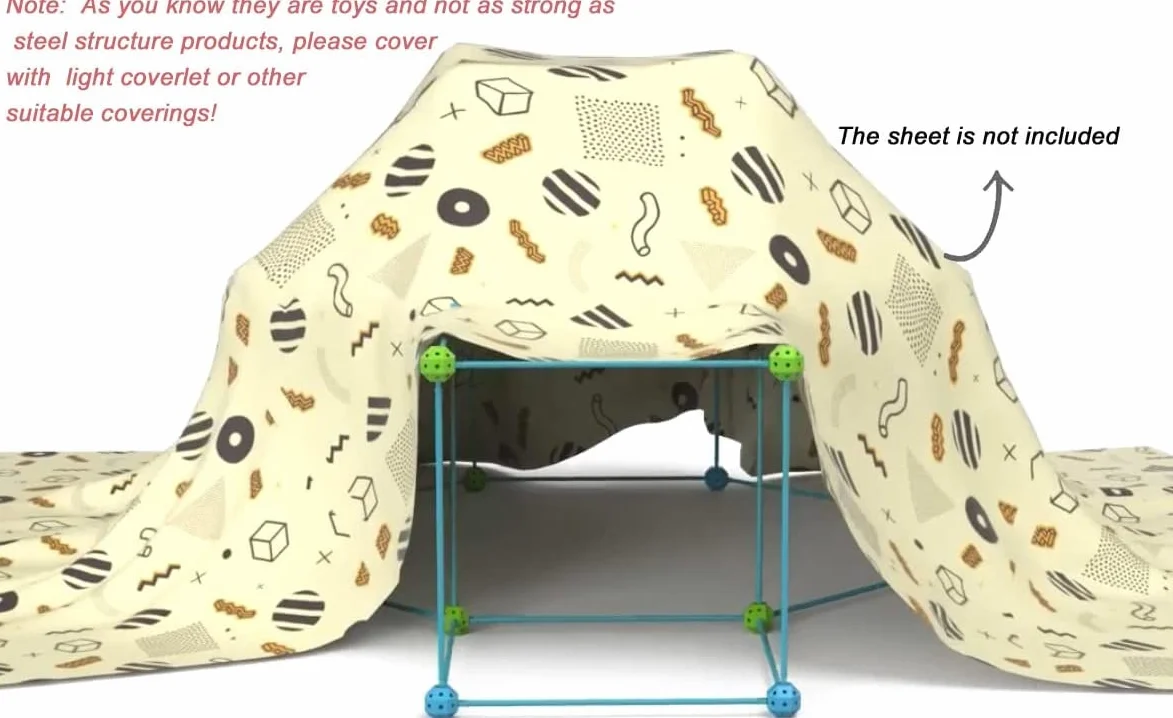 140 Pcs Kit De Construcción De Fuertes para Niños 5 a 12 años, Juego De Construcción para Interiores con Palos De Construcción,Túneles De Construcción De Fortalezas De Bricolaje, Tienda De Campaña