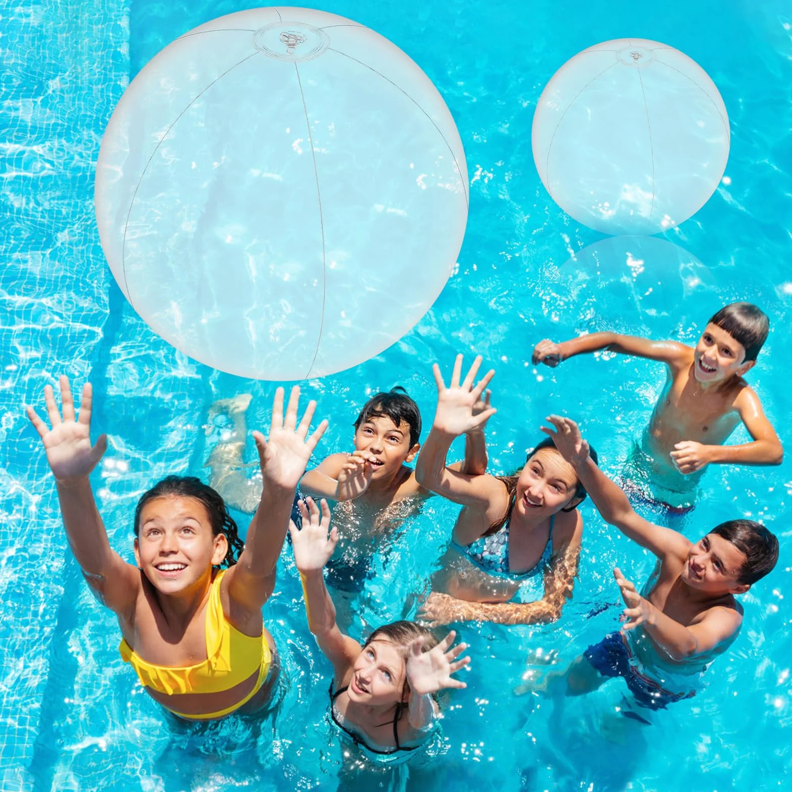 2 pelotas de playa hinchables de 61 cm de PVC, grandes pelotas de playa inflables para piscina, playa, fiesta en el jardín y verano