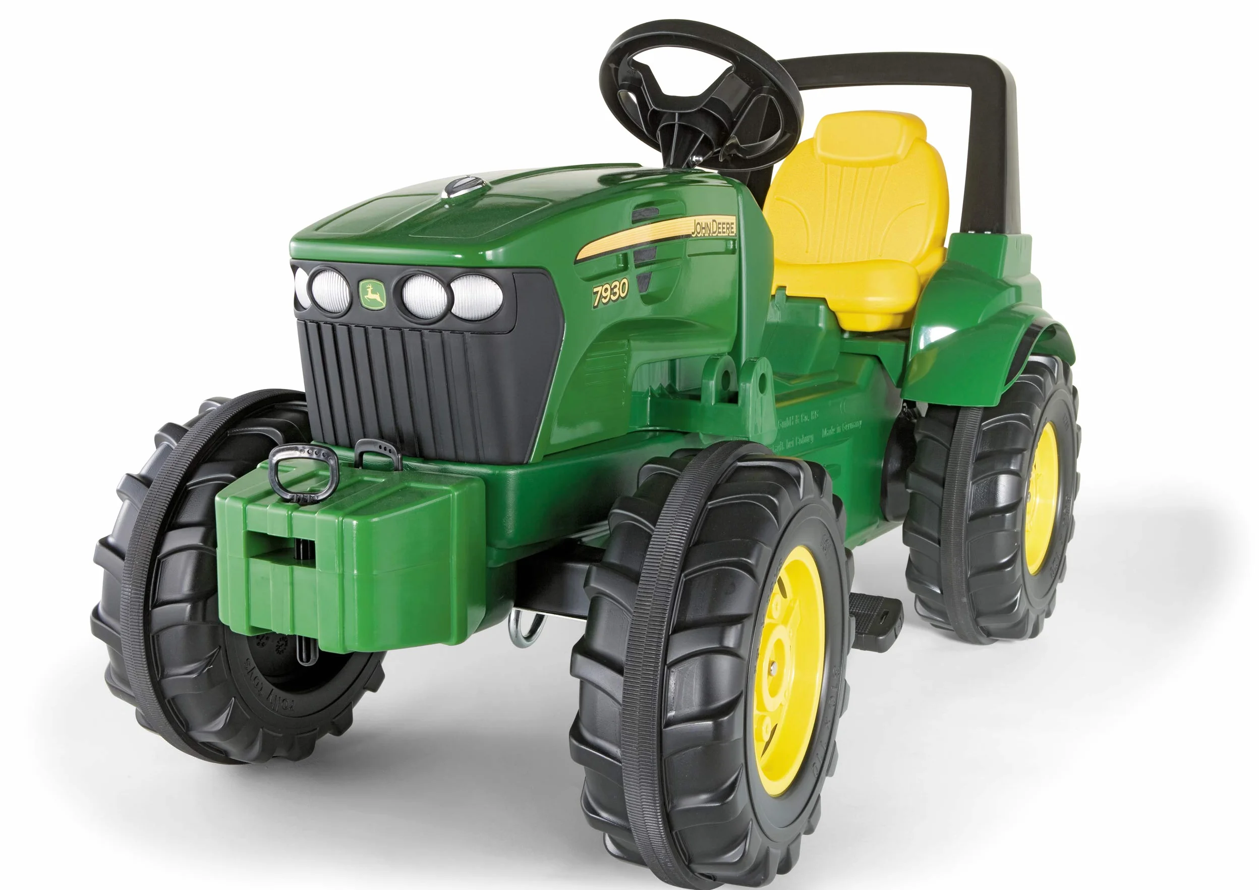 Rolly Toys rollyFarmtrac John Deere 7930 (asiento ajustable, neumáticos silenciosos, adecuado para 3 a 8 años, elevador delantero y trasero, vehículo de pedales para niños) 700028