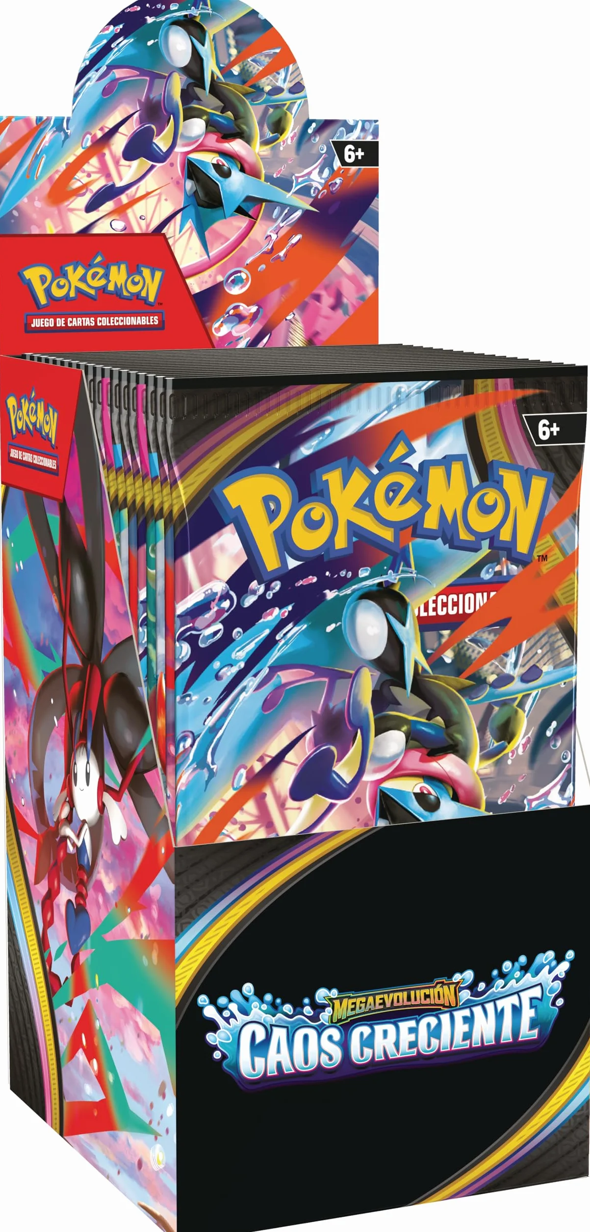 Pokémon Expositor Sobres Mejora Megaevolución Caos Creciente 18 Sobres