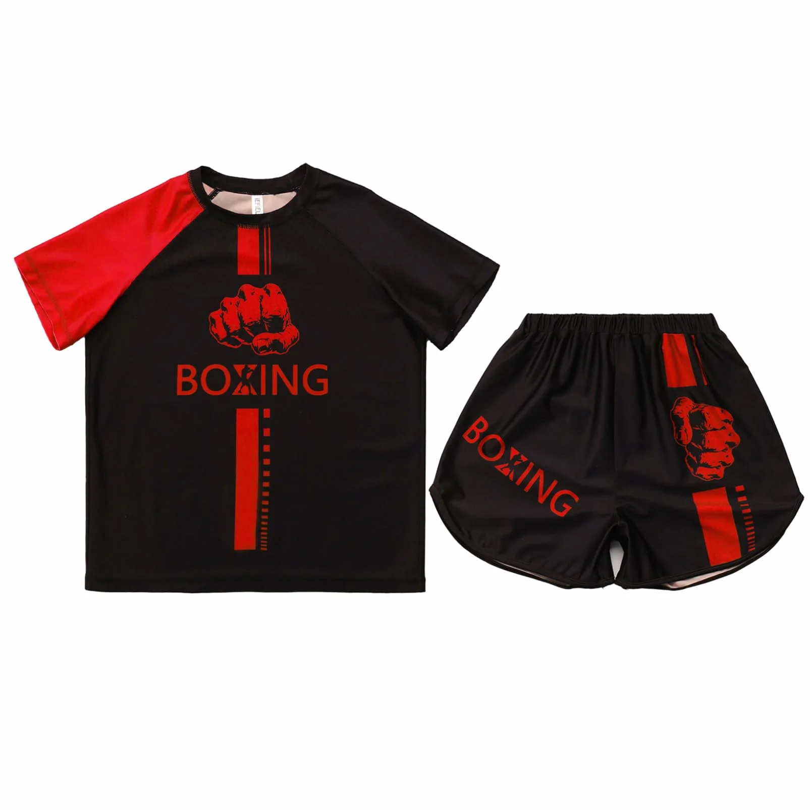 Conjunto Muay Thai Camiseta Pantalones cortos Boxeo MMA Kickboxing Entrenamiento 5-16 Años