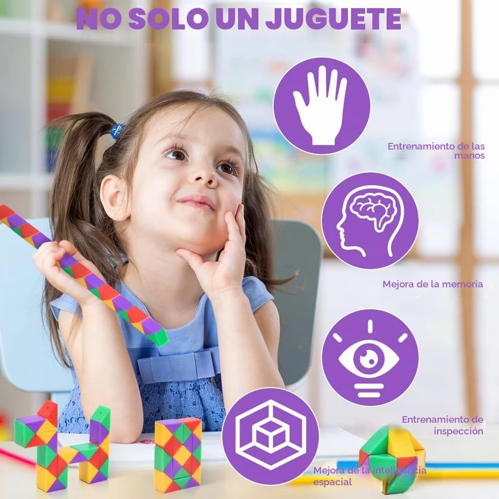 Ainiv Magic Snake Cube 24 Segmentos Serpiente Mágica Juguete Rompecabezas Regalo Niños