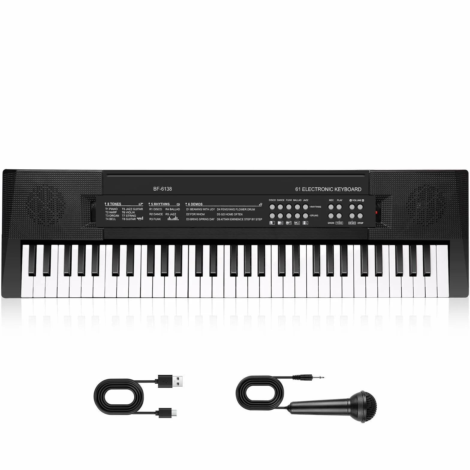 Piano Teclado de 61 Teclas para Niños, Teclado Musical con Micrófono, Piano Electrónico Portátil para la Enseñanza, Juguete Regalo para Principiantes Niños y Niñas de 3 a 12 Años, Altavoces Integrados
