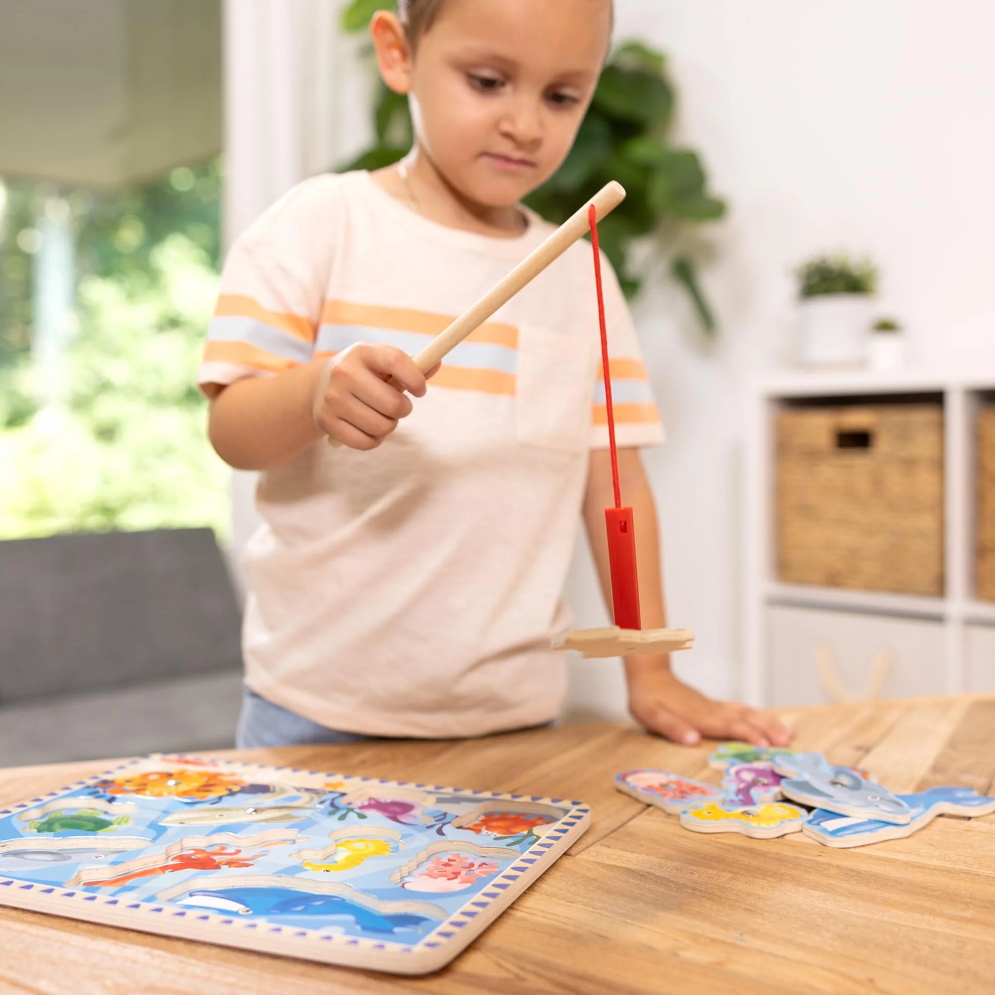 Melissa & Doug Juego Magnético de Pesca, Juguete de Madera, Puzzle Animales Marinos, Regalo 3 4 5 Años