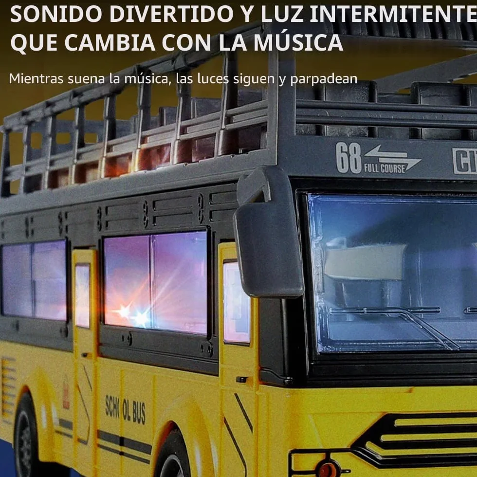 Autobús de control remoto, autobús RC 1/30 4CH con música ligera, puerta apertura, autobús juguete de interacción padre-hijo