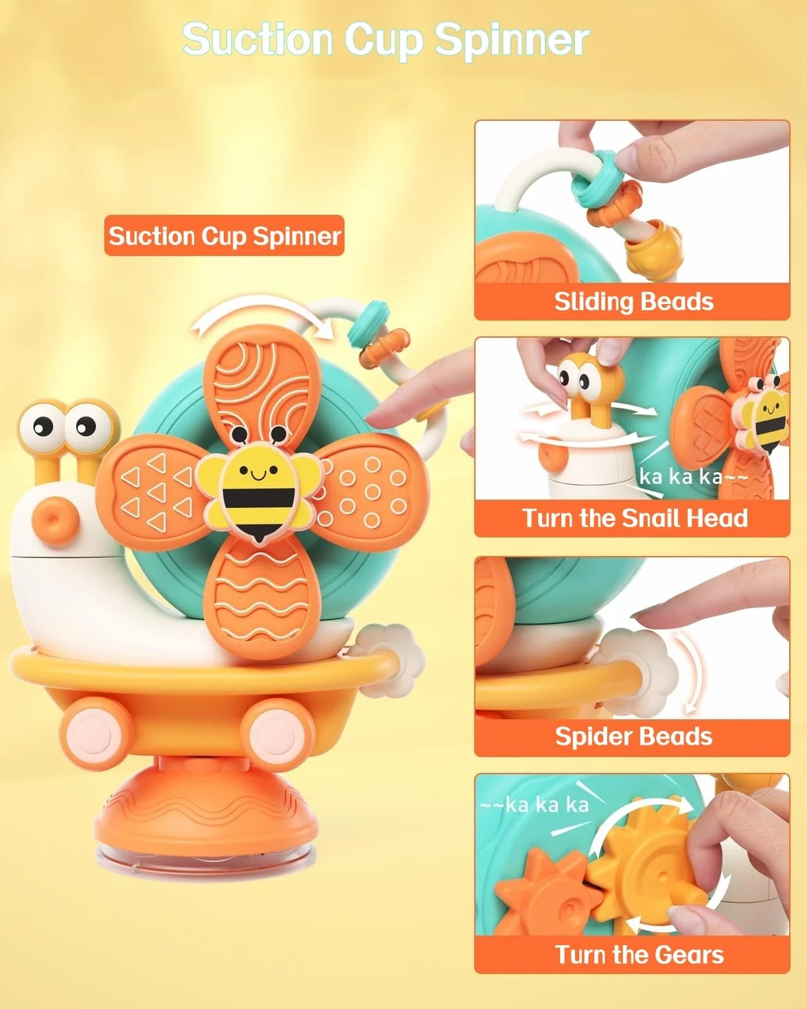 VORENUS Juguetes Giratorios con Ventosa para La Trona, Bebé y Juguetes Sensoriales de Baño, Montessori Juguetes Bebes 6-12 Meses, Regalo Niña Niño 7 8 9 10 11 Meses 1 año