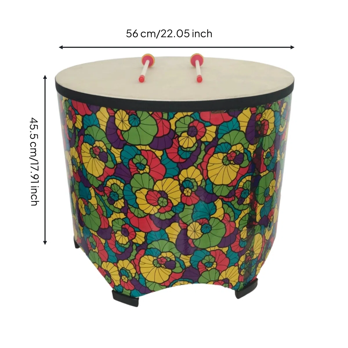 predolo Sonido Suave Tambor con Piel Floral Percusión Infantil para Niños Pequeños, DHD56B