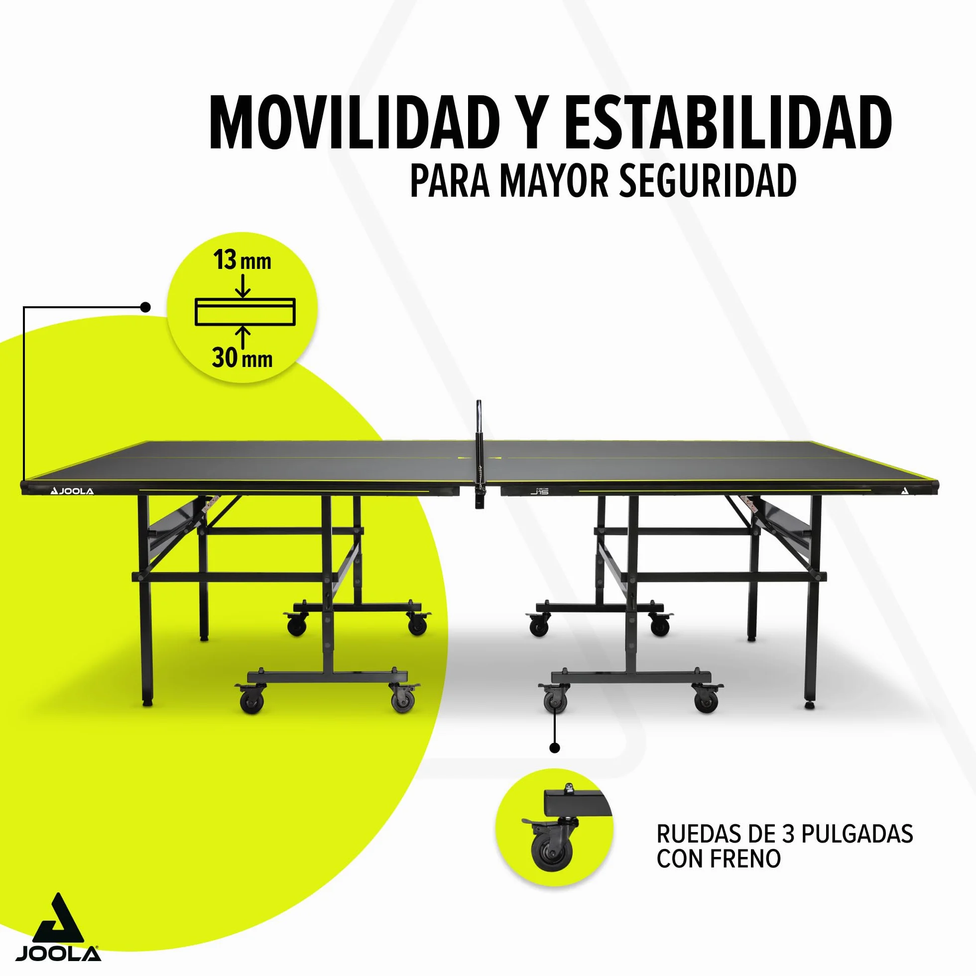 JOOLA Mesa de Ping Pong Inside J15 Plegable para Interior 274 x 152,5 x 76 cm Gris