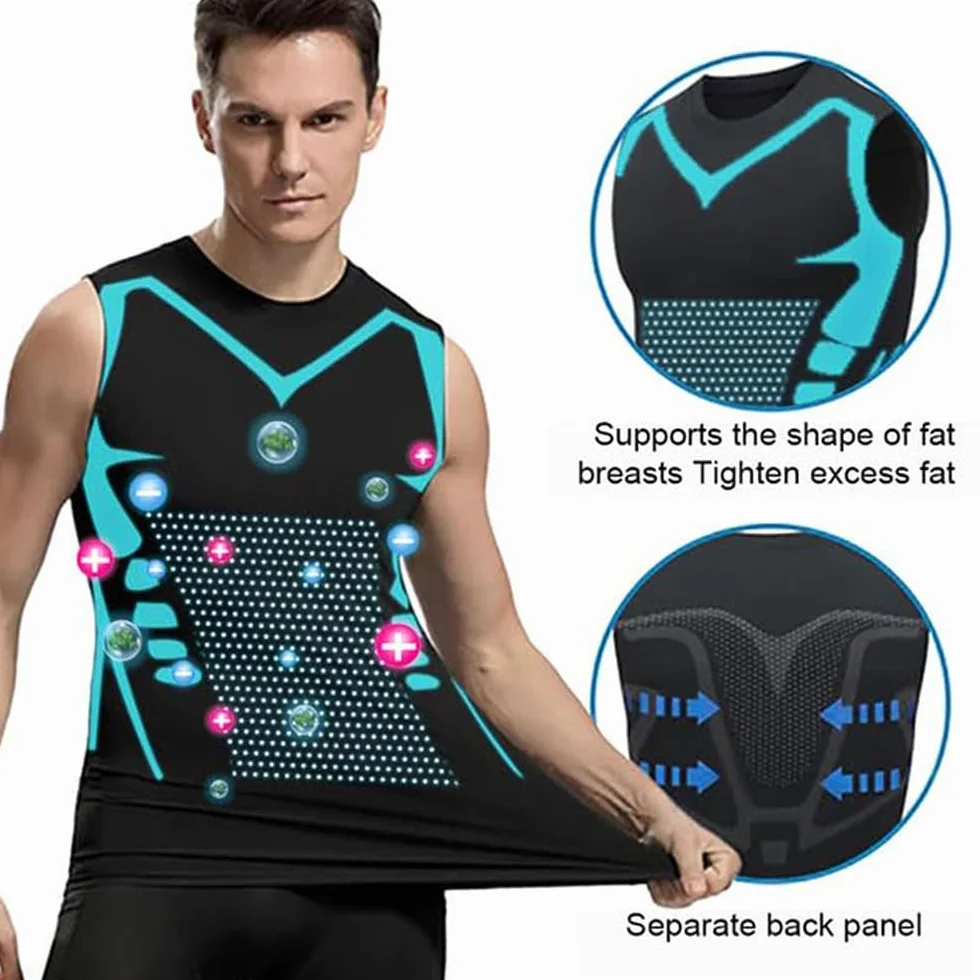 Shaper de Cuerpo de Iones para Hombre, Moldeador, Chaleco Adelgazante, Camisa Compresión Térmica, Sin Mangas, Negro L