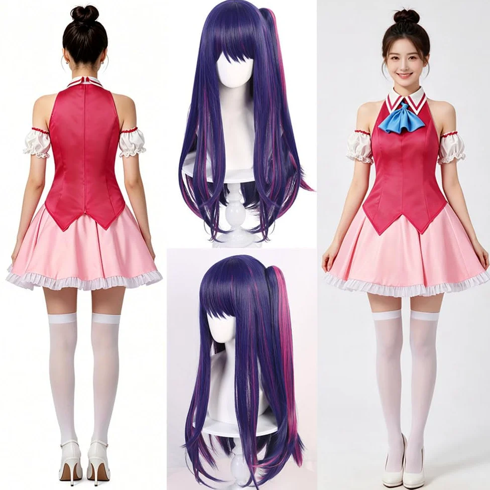 Disfraz de anime para mujer, disfraz de canto con peluca