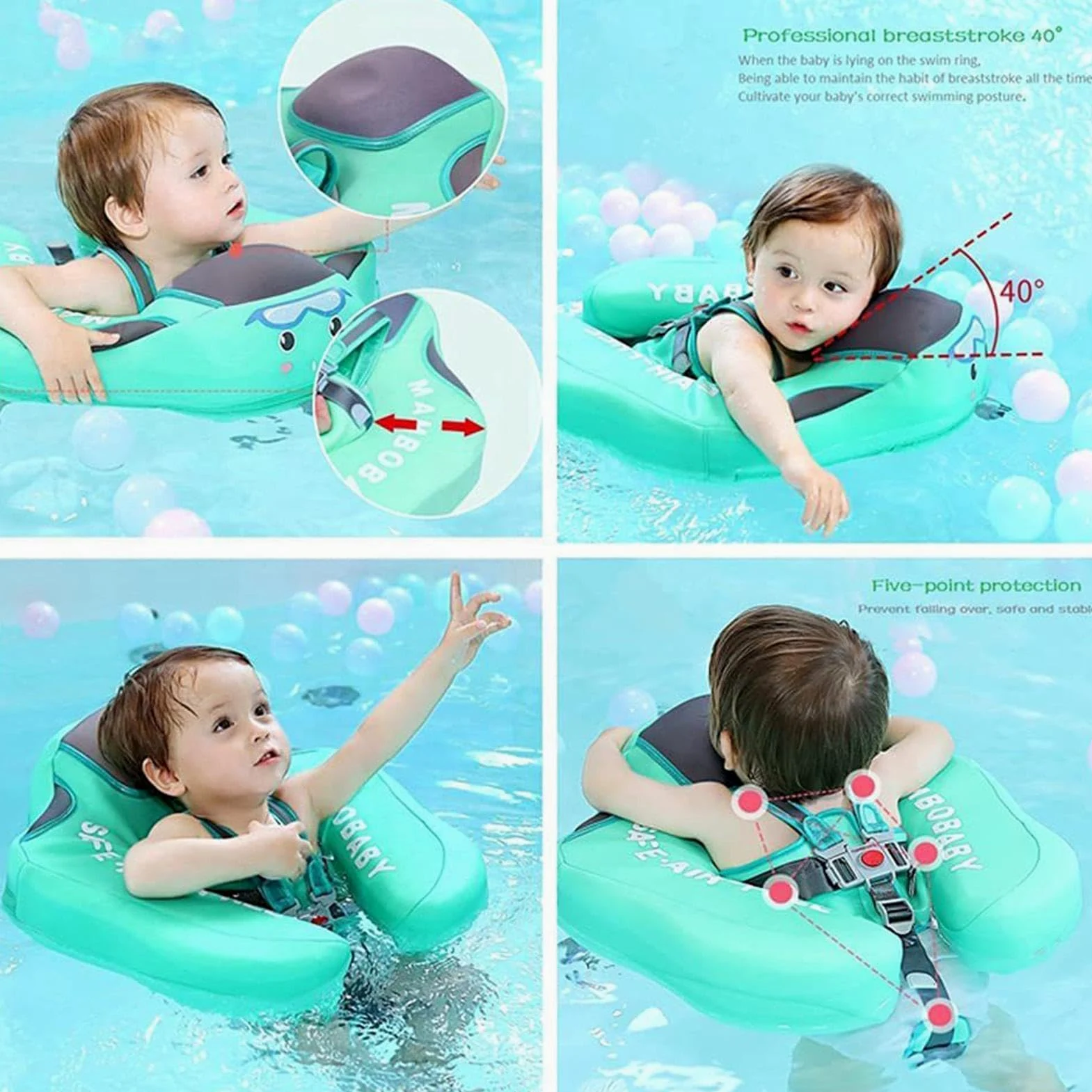 Flotador para Bebés para Natación Flotadores Infantiles para Piscina | Con Protección Solar UPF50+ Para Bebés De 3 A 24 Meses, Para Playa, Lago, Bañera Y Viajes
