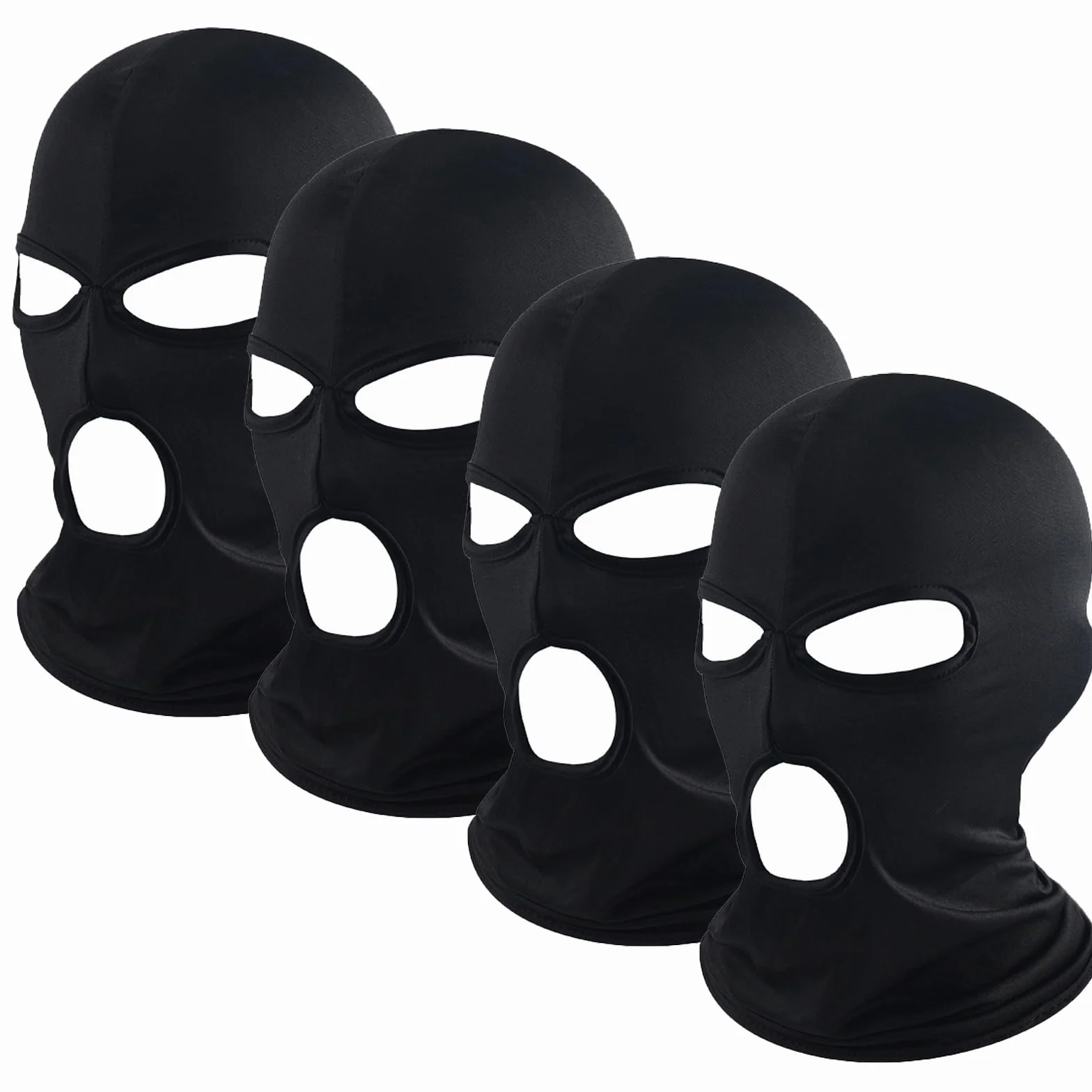 Máscara de Esquí de 3 Agujeros 4 Piezas, Pasamontañas para Hombre Mujer Motocicleta, Negro