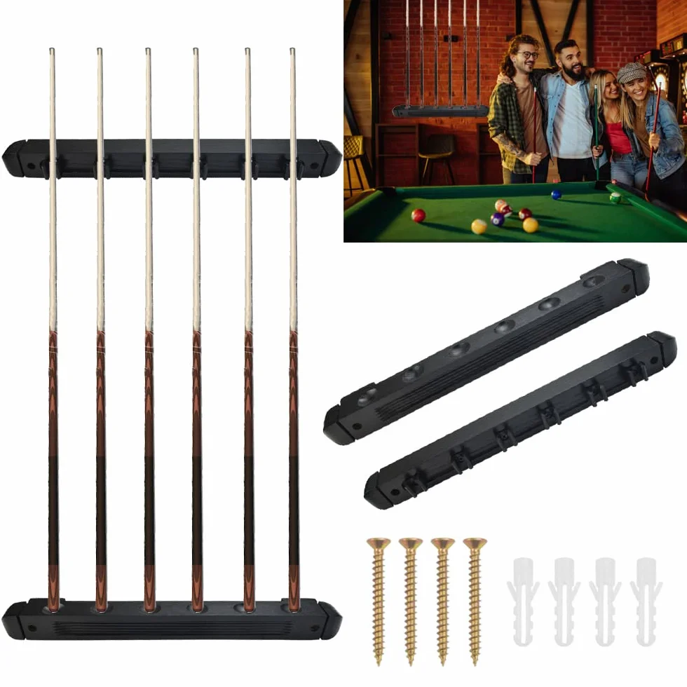 Soporte Billar Rack 6 Cue de Madera Montado en la Pared para Snooker