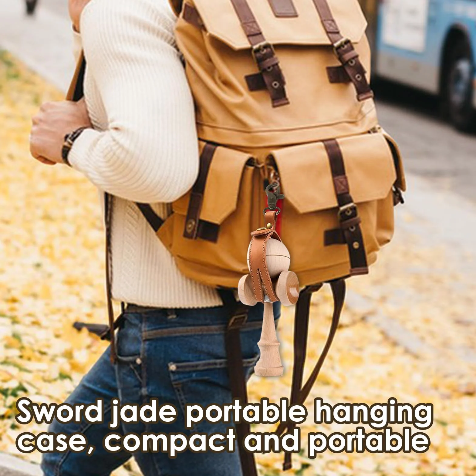 Funda para Kendama - Soporte de para Pelota, Accesorio de Transporte para Kendama | Funda Ligera para Juguetes Tradicionales Japoneses, Correas Ajustables de Madera para Interiores y Exteriores,