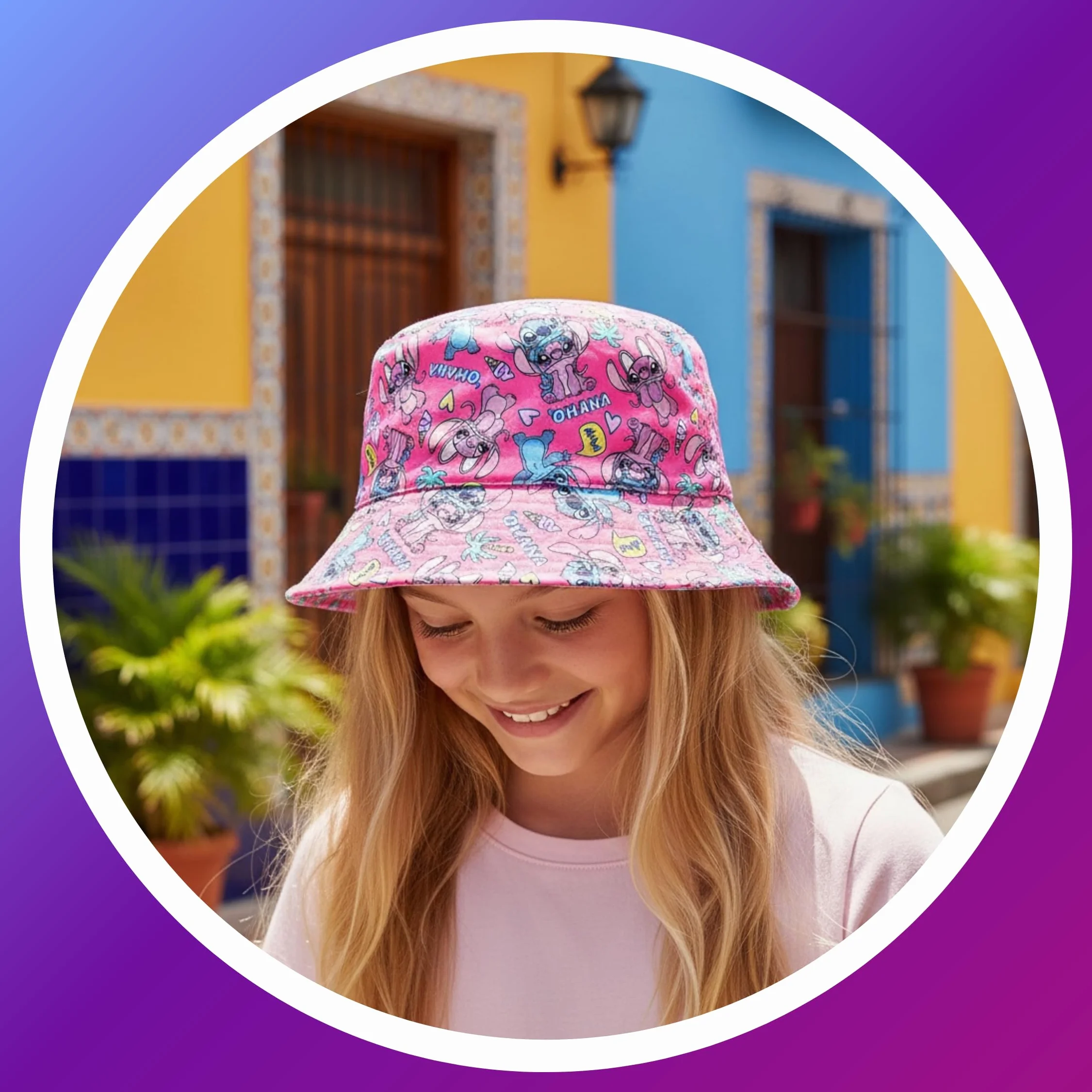Disney Stitch Gorro para Niñas Ohana Angel Gorra de Pescador Verano Infantil