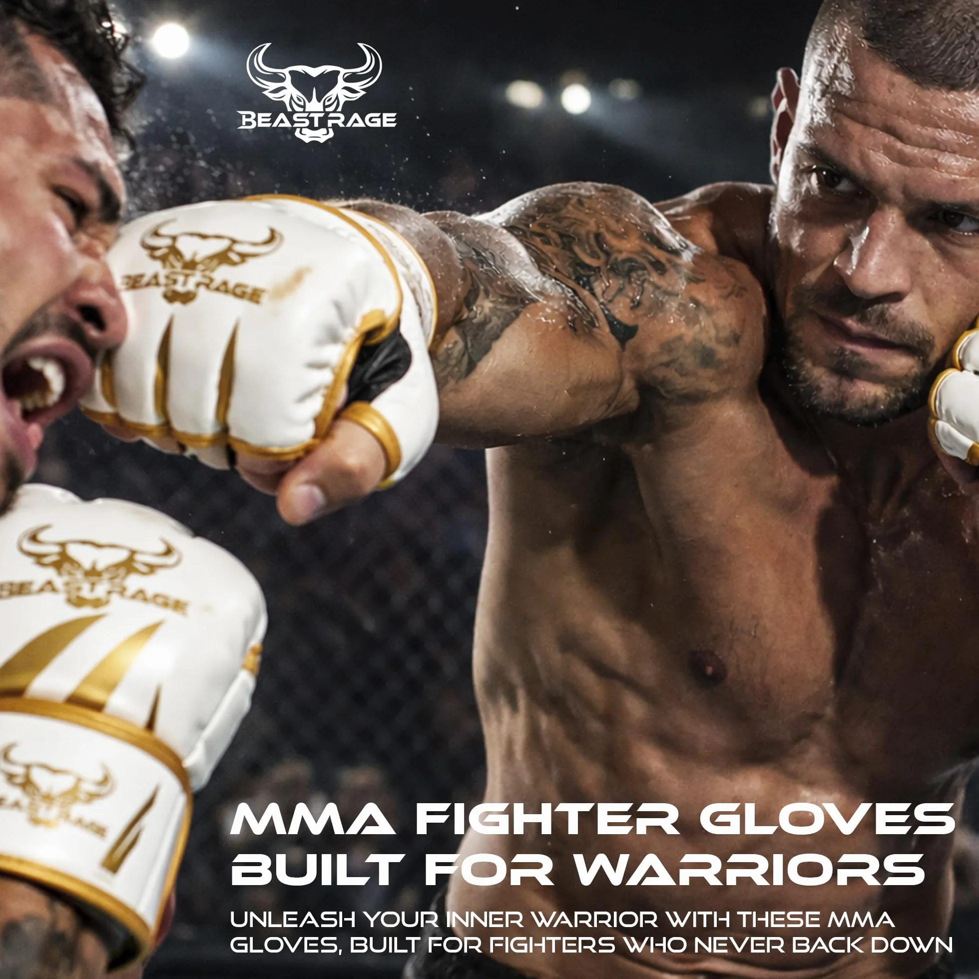 BEAST RAGE Guantes MMA para hombre grappling Muay Thai kickboxing con soporte muñeca almohadilla amortiguadora