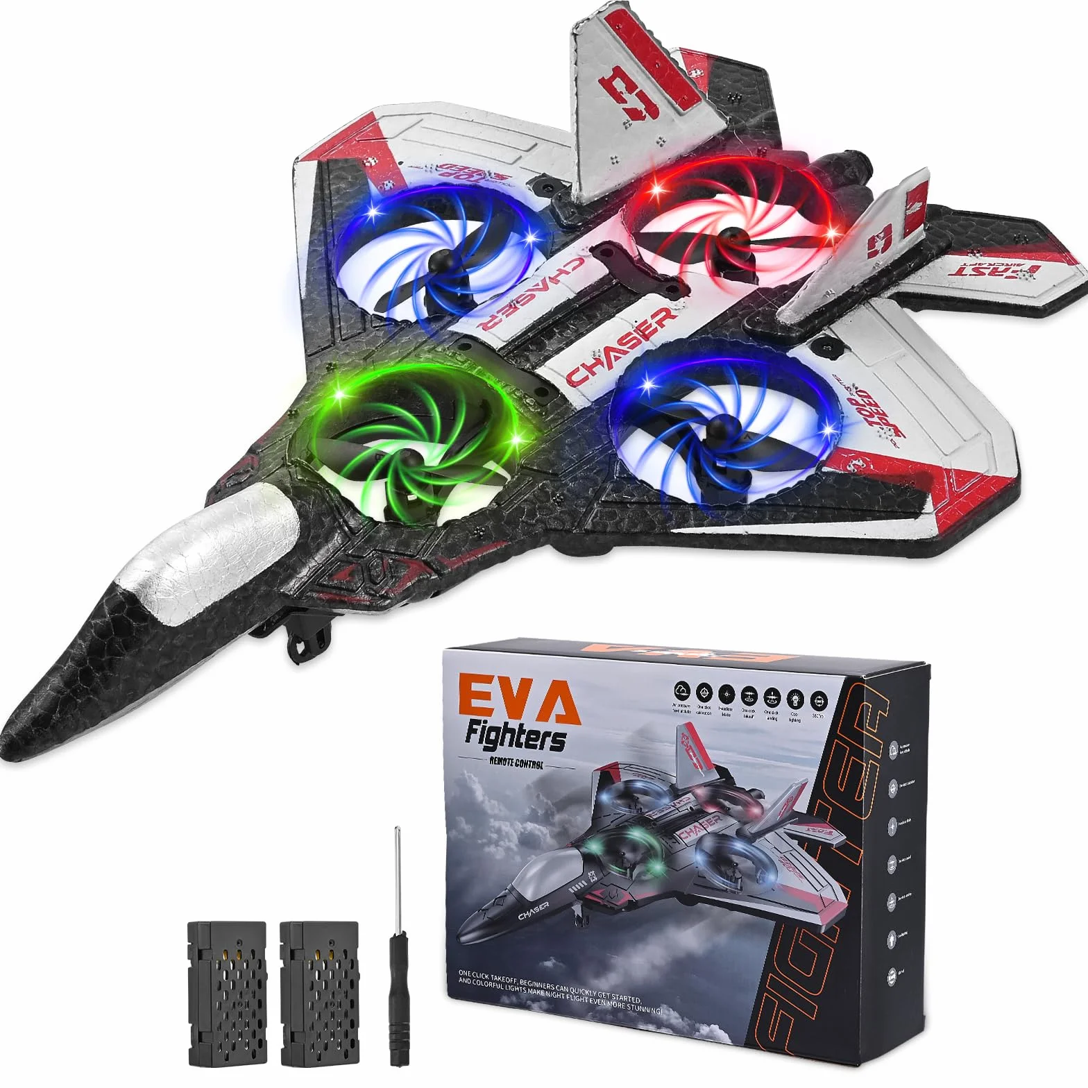 Avión Telecontrolado, 3 Velocidades de Avión RC, Rotaciones y Barriles de 360°, Equipado con luz Nocturna LED y 2 Pilas Recargables, Ideal para Principiantes y Niños (Rojo)