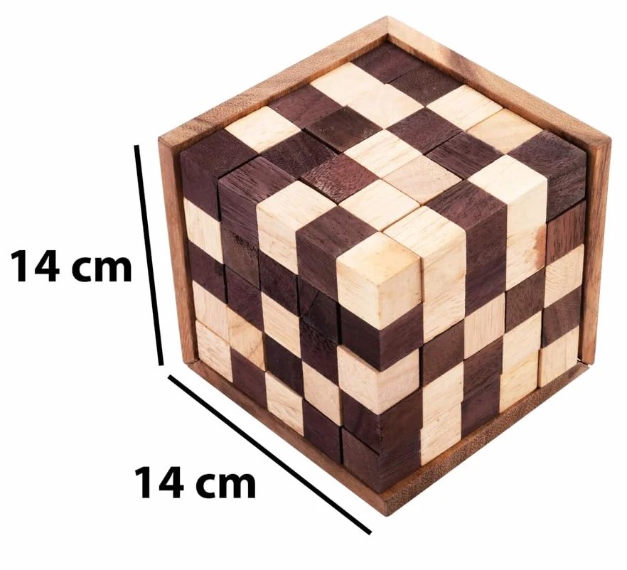 Engelhart Cubos Rompecabezas de Madera 25 Piezas Nivel difícil 14 x 14 x 14 cm