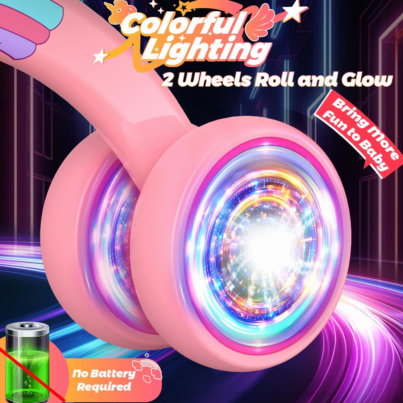 Correpasillos Unicornio de 4 Ruedas para Niños 1-2 Años con Luz LED Trasera, 25kg Capacidad, Regalo Ideal para Cumpleaños y Navidad, Juguete Seguro para Aprender a Equilibrarse (Rosa)