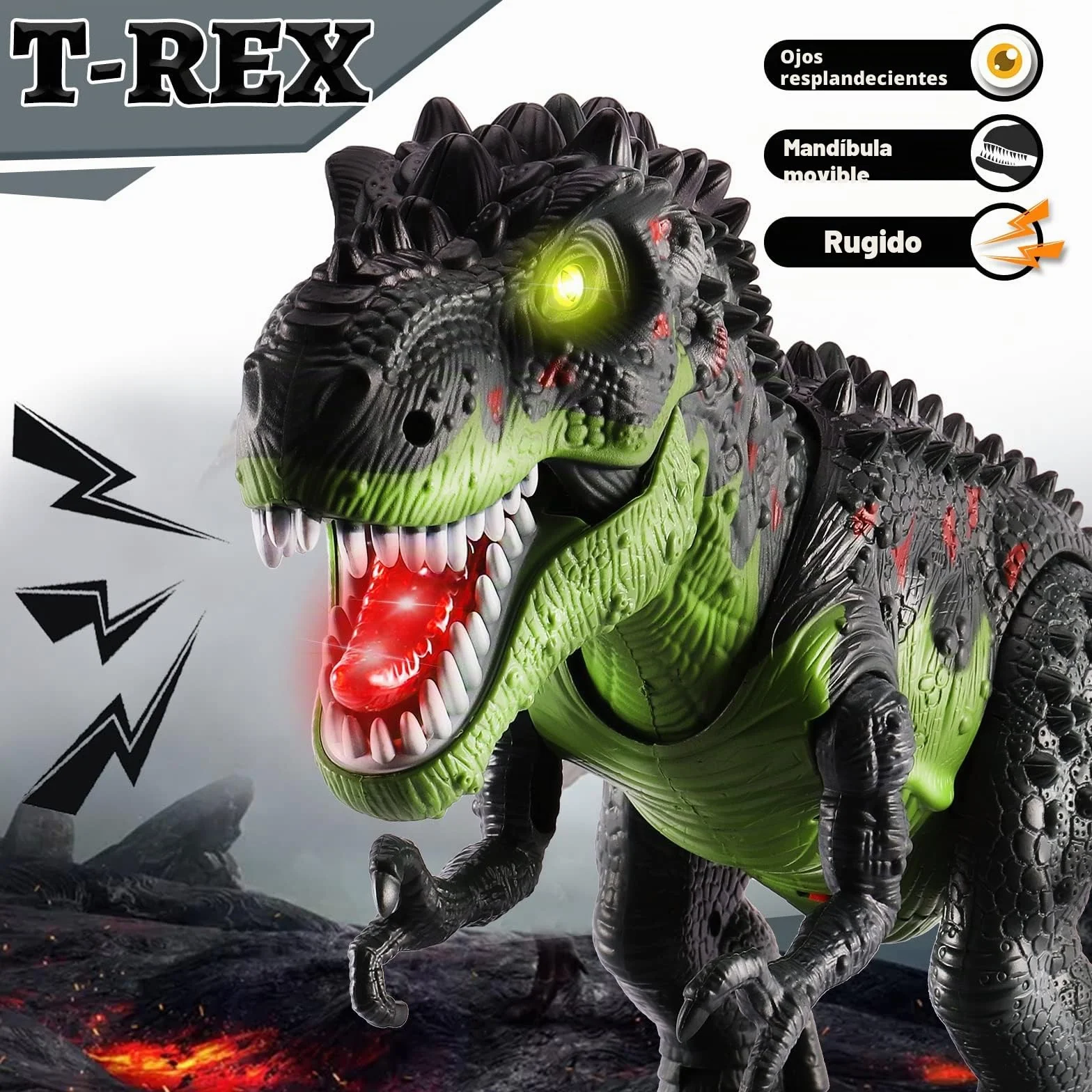 TOEY PLAY Dinosaurio Juguete Grande, Realistas Tiranosaurio Rex, Eléctrico Dinosaurios Juguetes con Sonido, Camina, Plástico Dino Figuras Regalos para Niños Niñas 3 Años (47 cm)