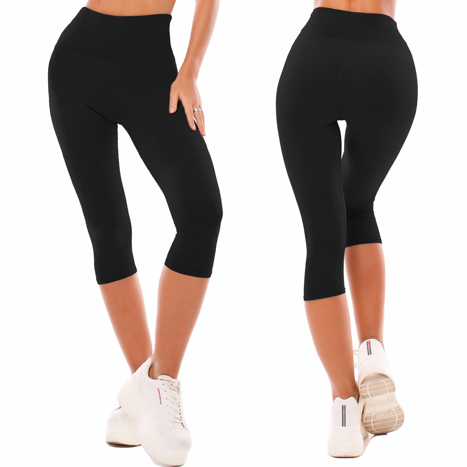 SINOPHANT Leggins Cortos Mujer Cintura Alta 3/4 Pantalones Deportivos Capri Mallas Deporte