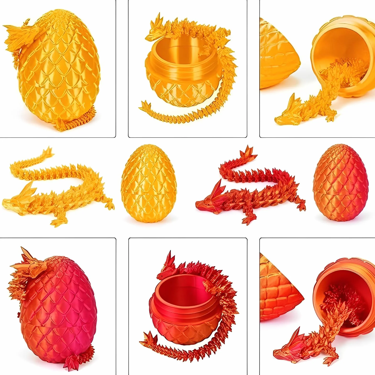 4 Piezas de Dragón Impreso en 3d, Juguete de Móvil de Huevo de, Adecuado para Entusiastas del Dragón Infantil y Coches, Oficinas,Juguetes de Escritorio de Casa