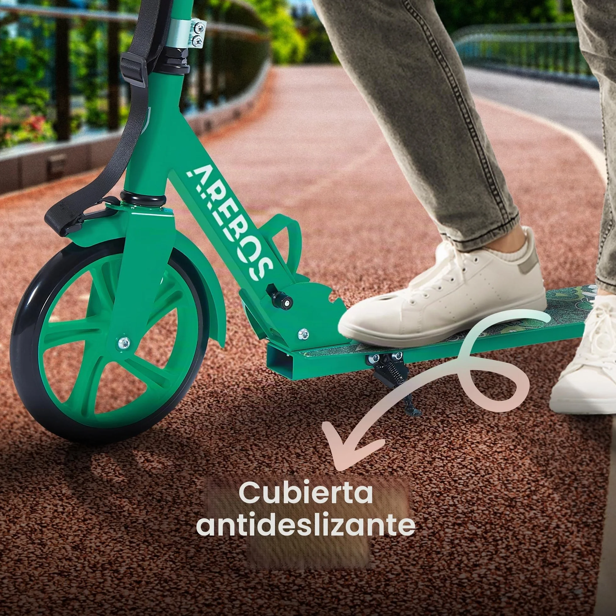 Arebos City Scooter Patinete a Pedales Patinete Regulable en Altura | Plegable | Incl. Correa de Transporte | Ruedas XXL | Freno de Pedal |para niños y Adultos |100kg de Capacidad de Carga