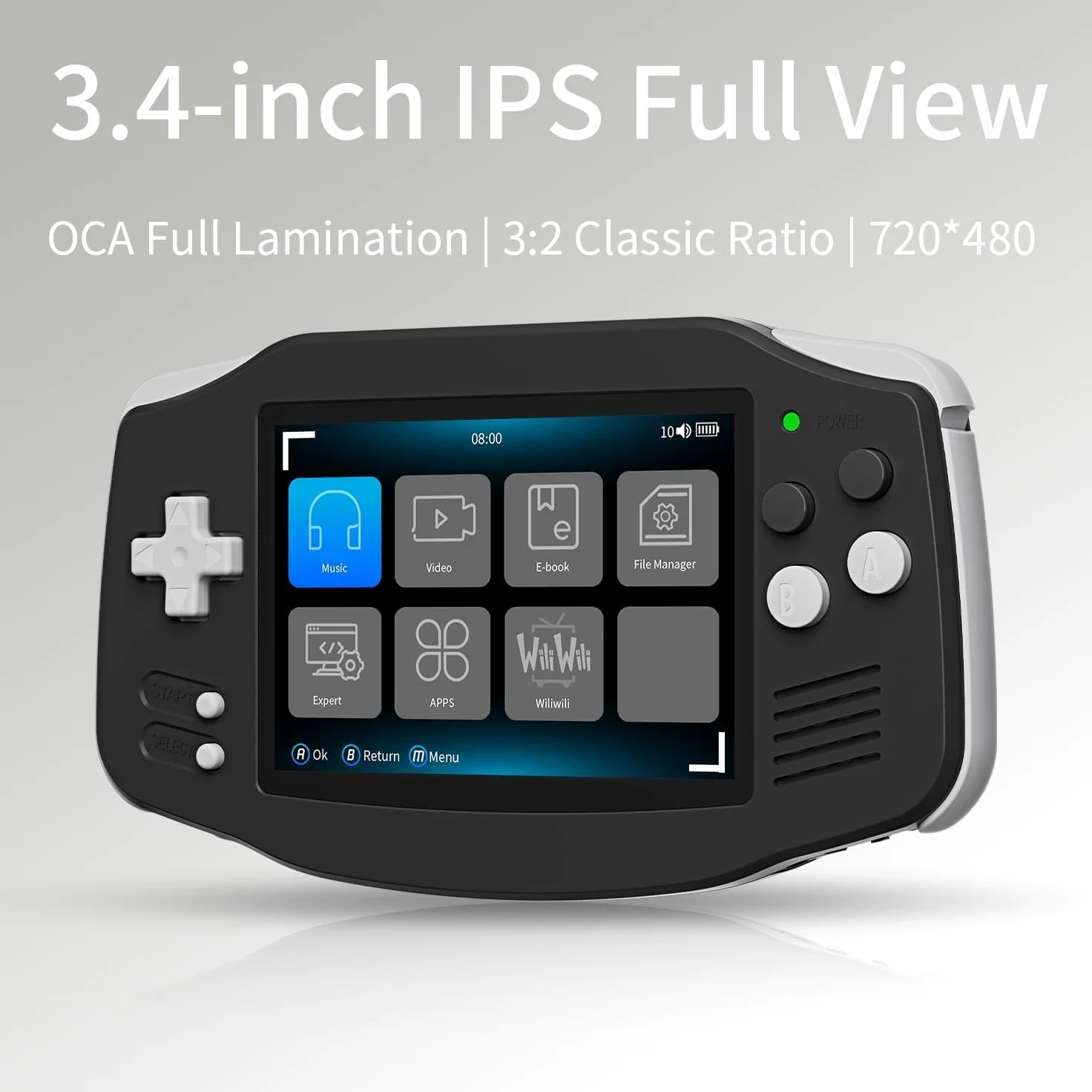 RG34XX Consola de juegos de mano retro, visualización IPS de 3.4 pulgadas, almacenamiento de 64 GB, juegos preinstalados 5532, WiFi, HDMI (RG34XX-Negro)