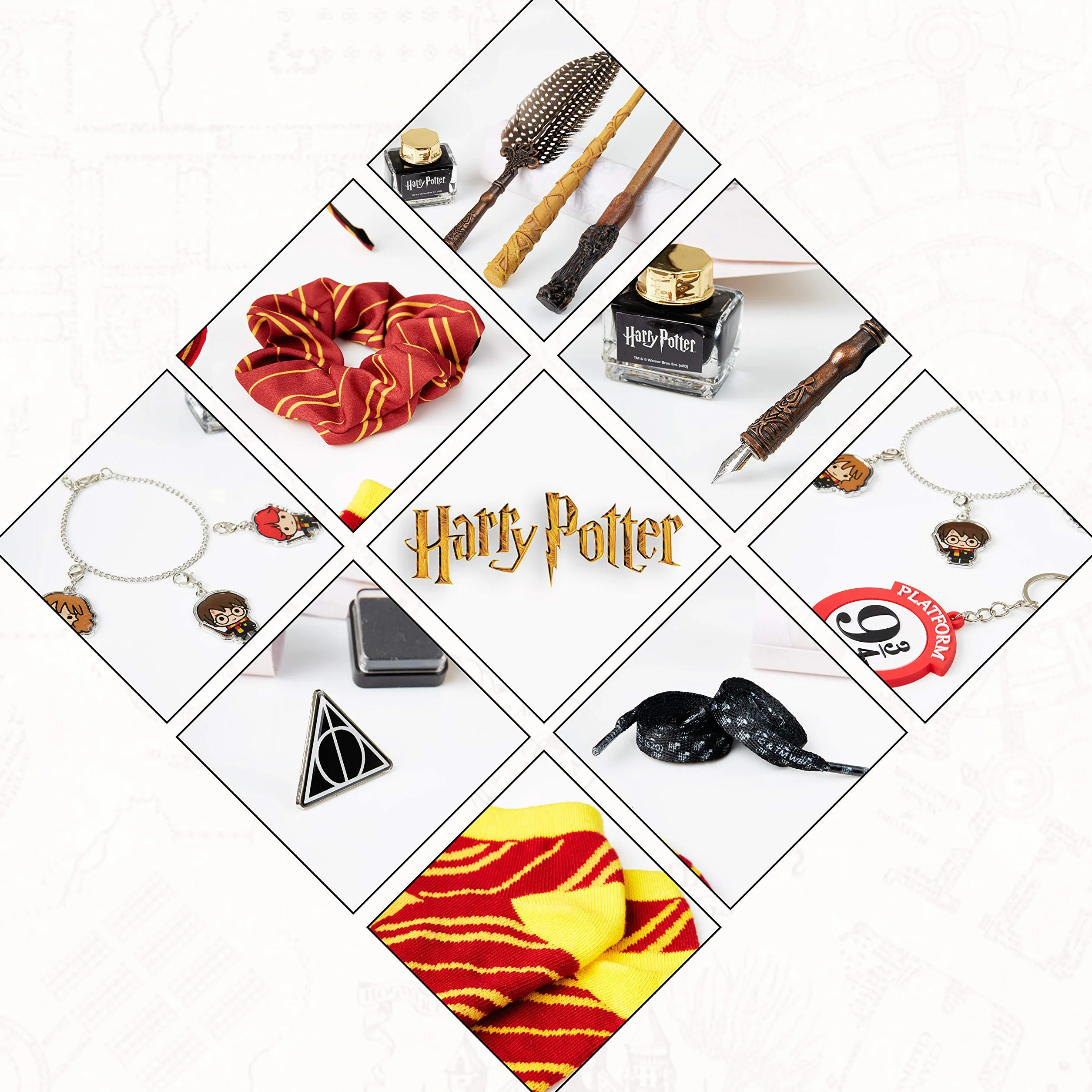 Harry Potter Calendario Adviento 2025 con 24 Sorpresas, Papelería, Accesorios para el Cabello, Calcetines, Boligrafo Divertido, Bolsa Hogwarts (Negro Cube)