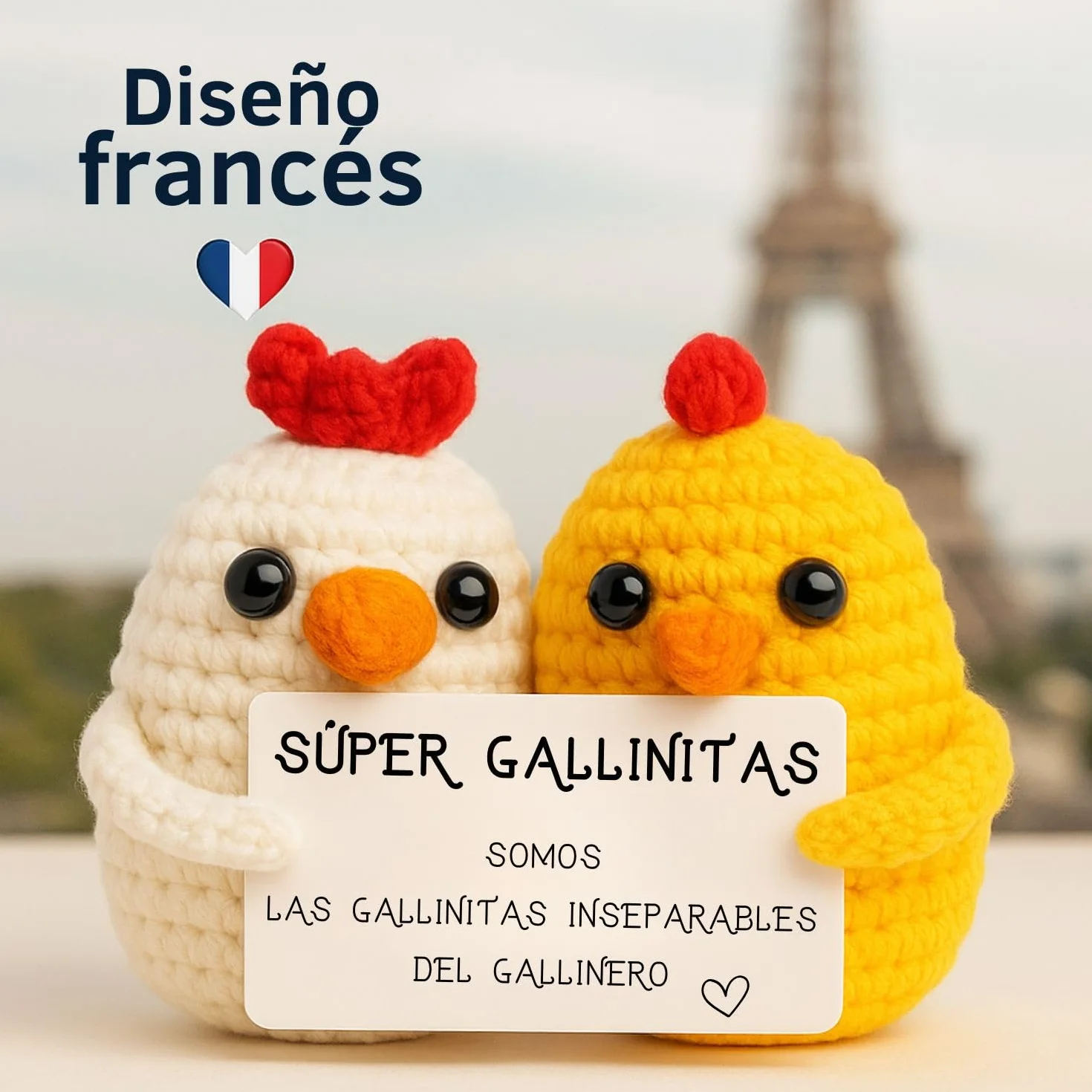 Super Gallinitas© | Regalo Original para Amigas | Idea Sorpresa Colega Companera Mejor Amiga BFF | Cumpleanos Fiesta Secret Santa Pascua | Peluche Hecha a Mano| Divertido & Cute | Amistad Inseparable
