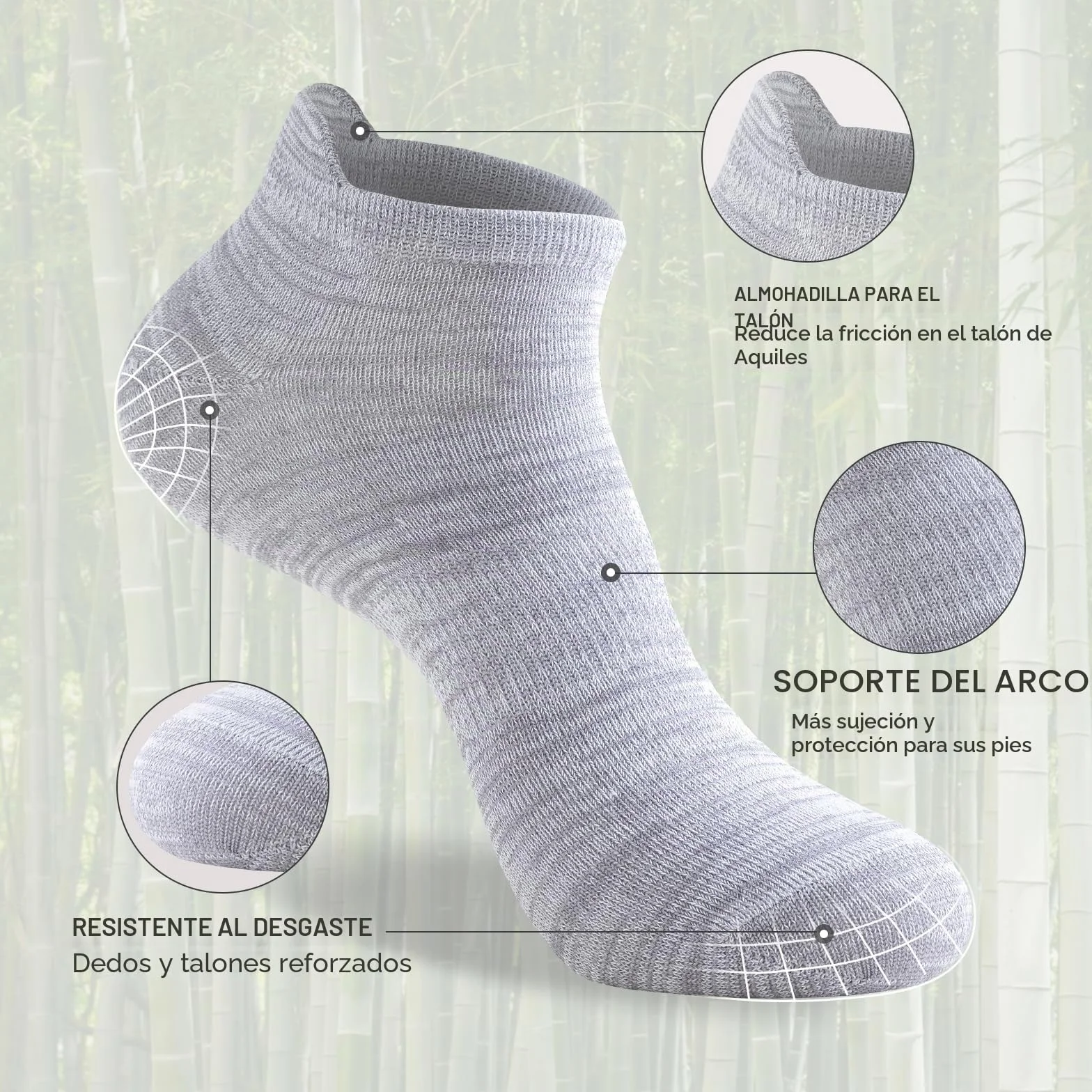 Calcetines Tobilleros de Bambú para Hombre 43-46 y Mujer 37-42, 6 Pares Transpirables Antiampollas
