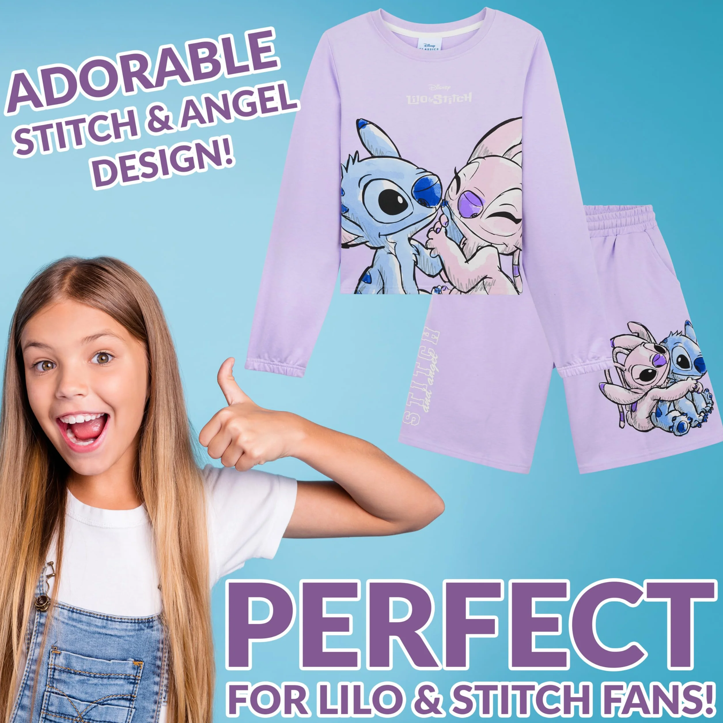 Disney Stitch Chandal Niña Conjunto Sudadera y Pantalon 2 Piezas Ropa Deportiva Infantil