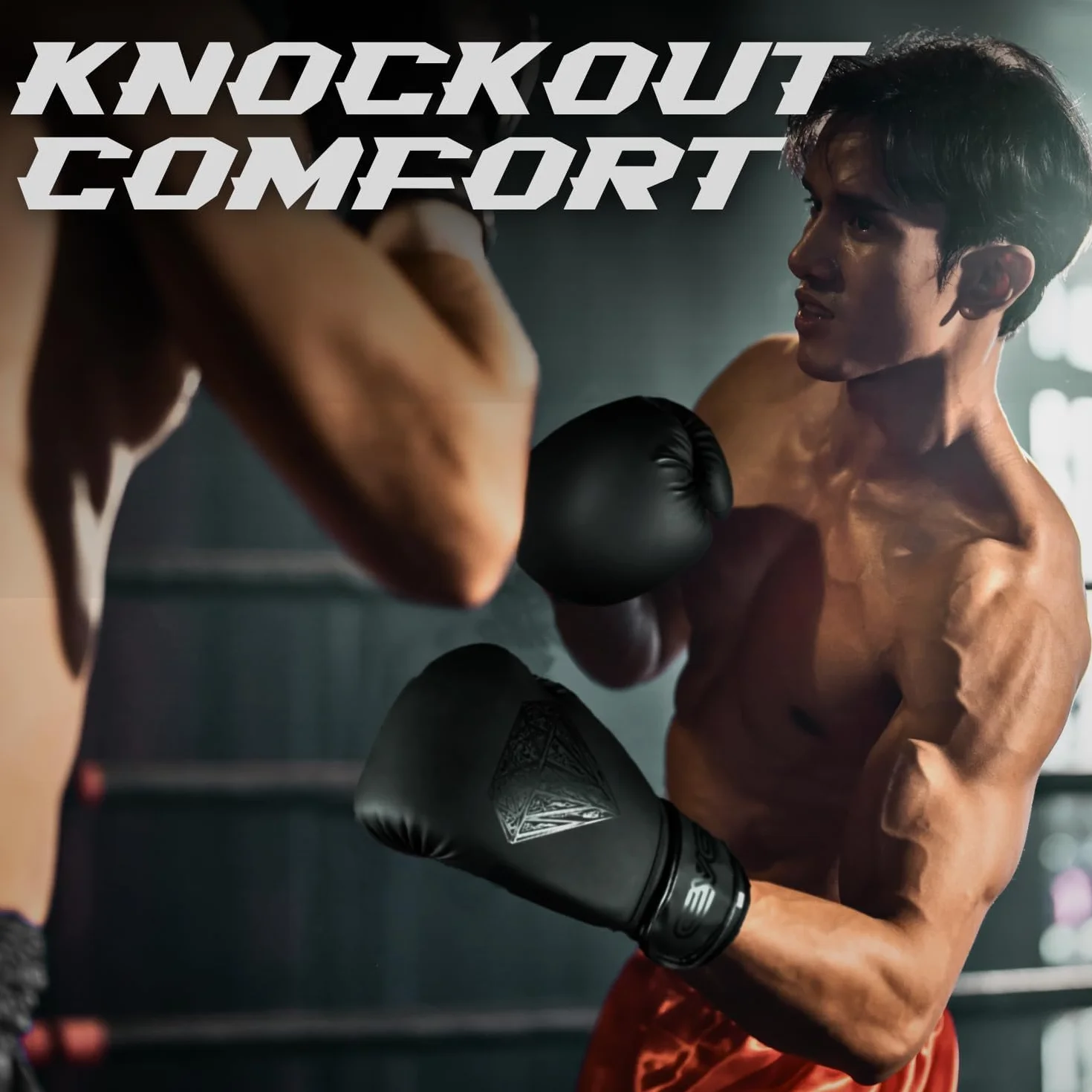 EVO Fitness Profesional Guantes de Boxeo con Vendas de Cuero para Hombre Mujer Muay Thai Kick Boxing