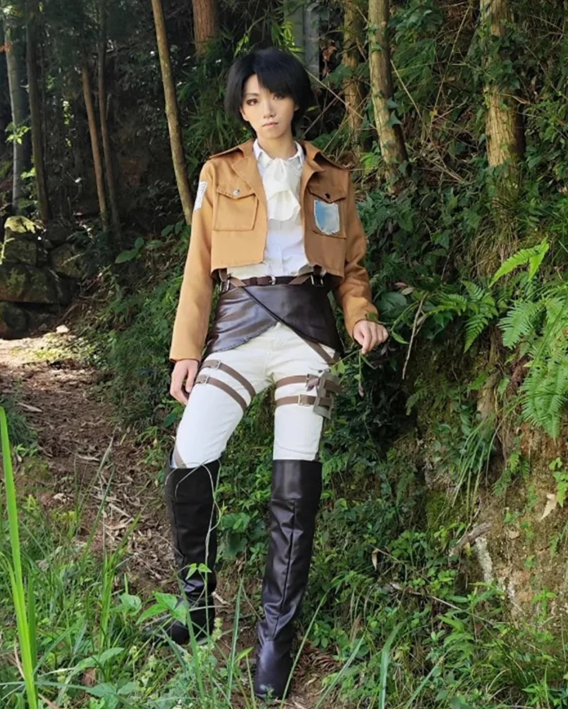 CR ROLECOS Anime AOT Cosplay Survey Corps Uniform Mikasa Ackerman Cosplay Disfraz Chaqueta y cinturón Halloween Carnaval Navidad para adultos